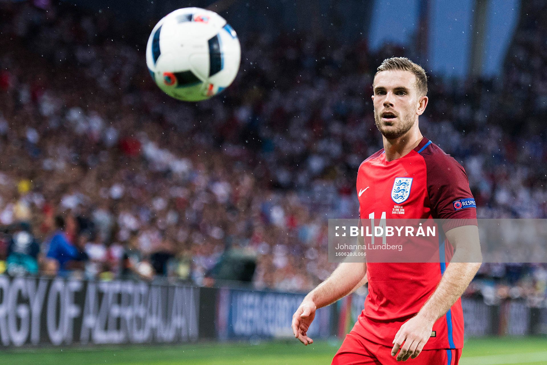 i fotbollsmatchen mellan Slovakien och England under fotbolls-EM den 20 juni 2016 i Saint Etienne.