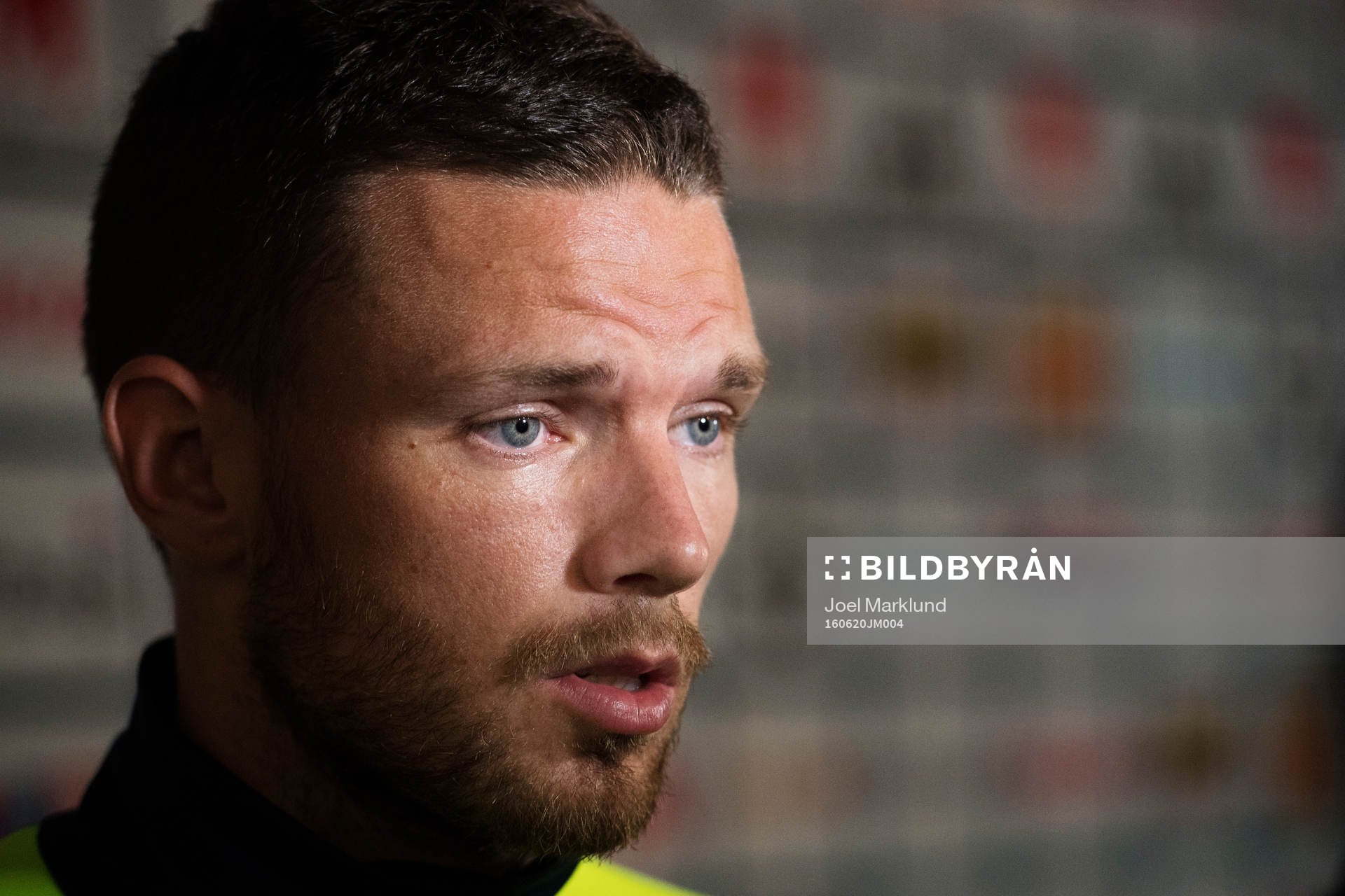 Marcus Berg i mixed zone