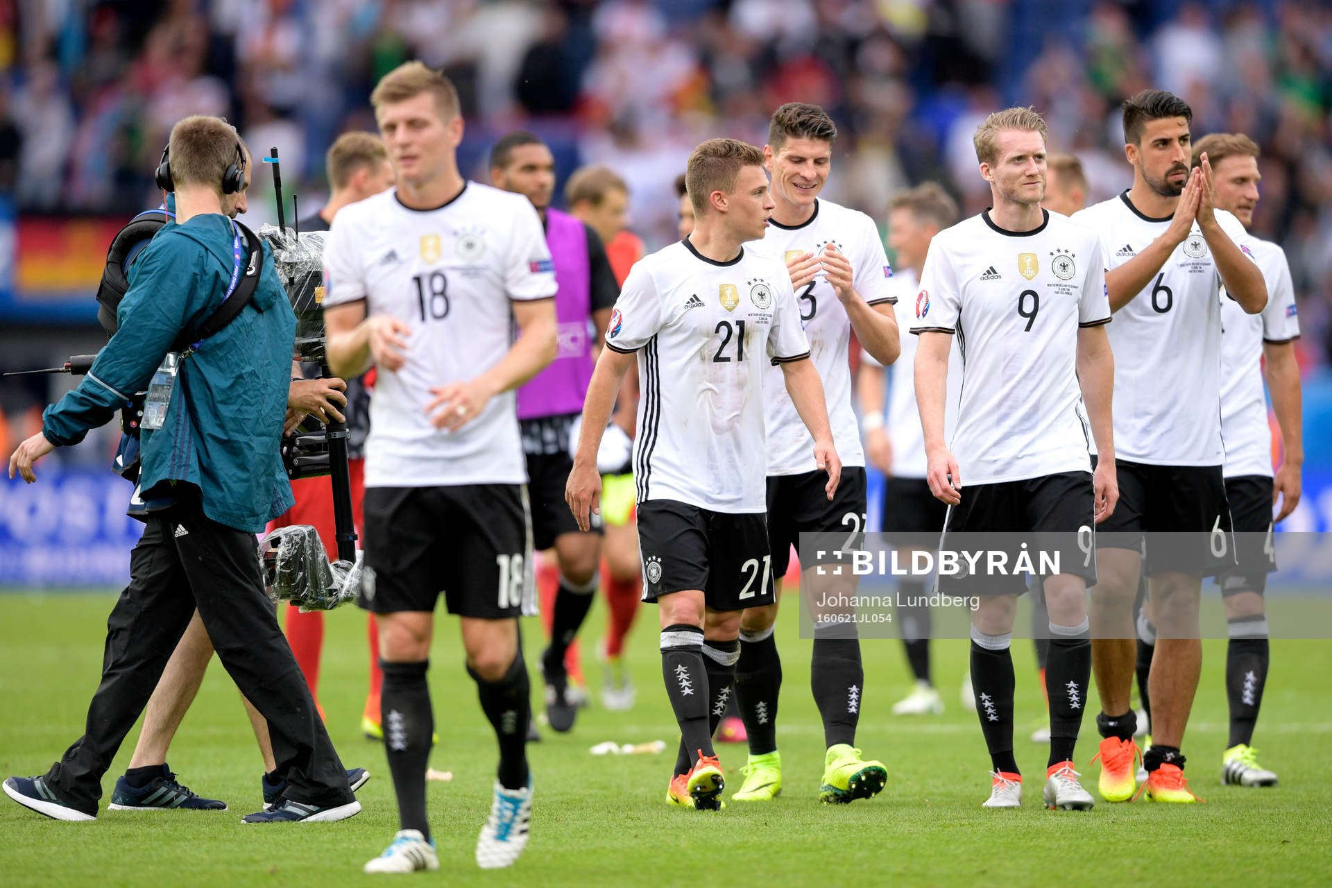 Tysklands Toni Kroos, Joshua Kimmich, Mario Gomez, André