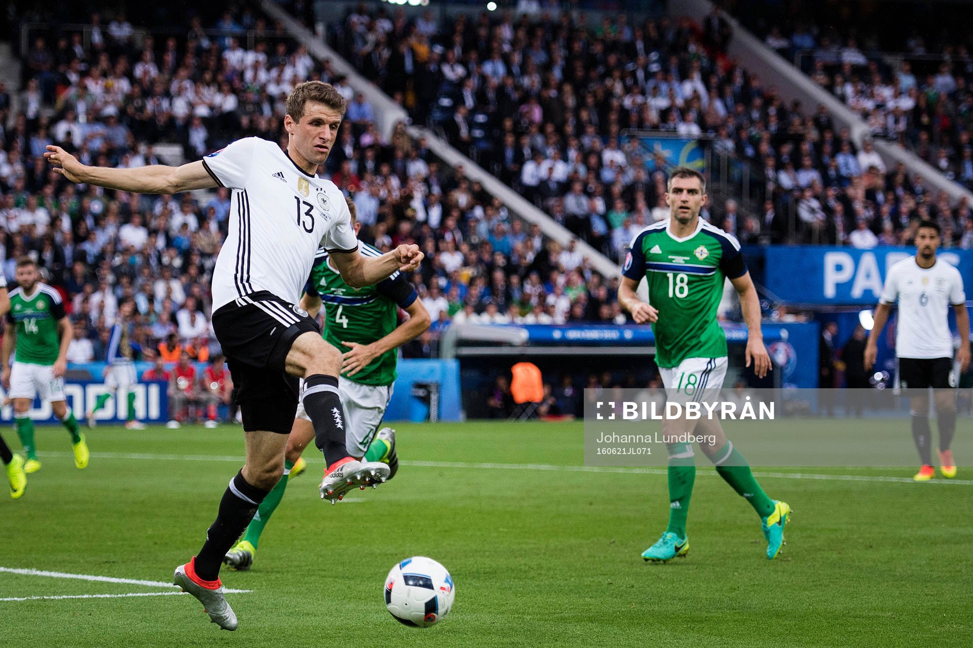 Tysklands Thomas Muller  i fotbollsmatchen mellan
