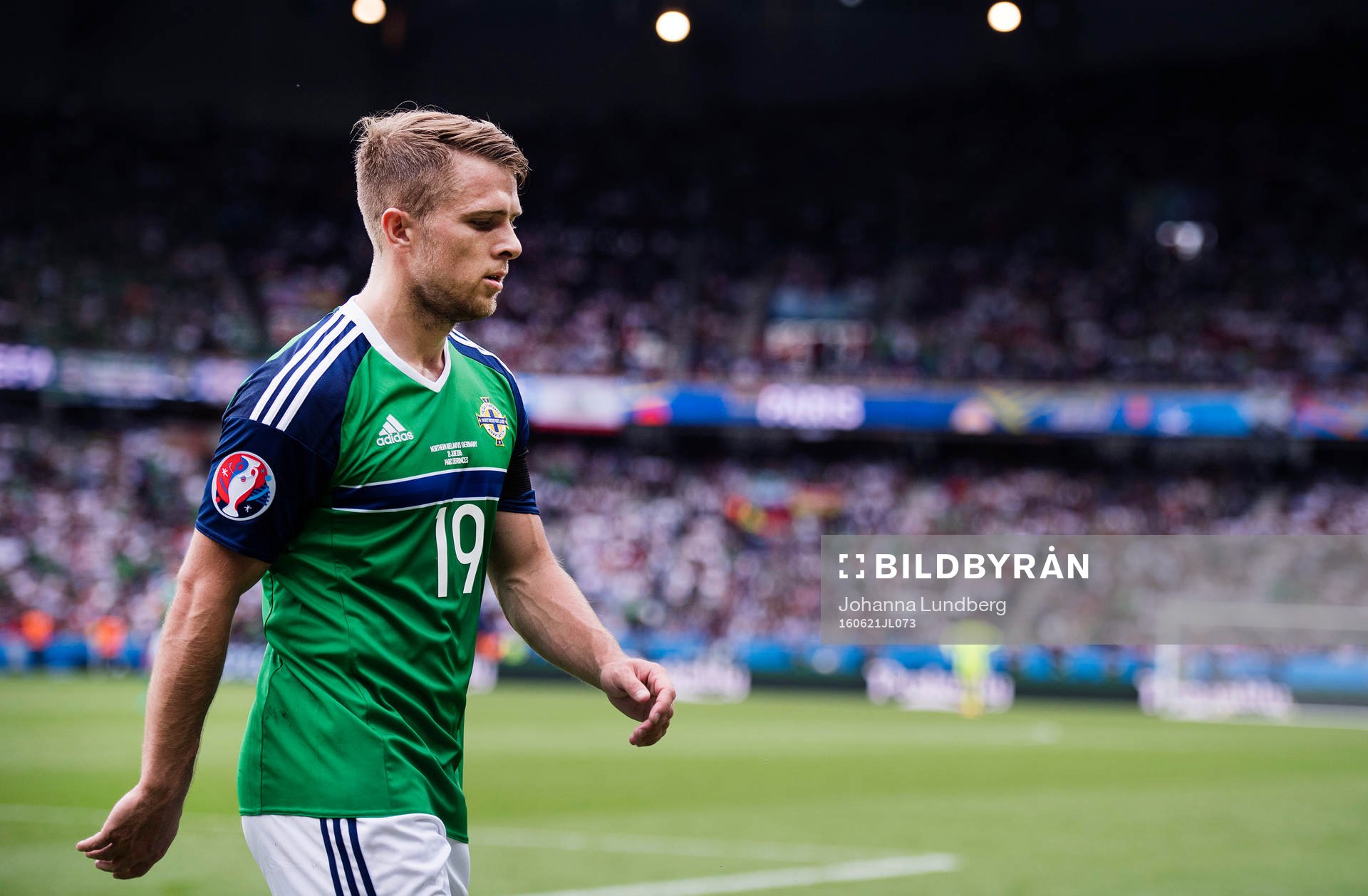 Nordirlands Jamie Ward  i fotbollsmatchen mellan Nordirland
