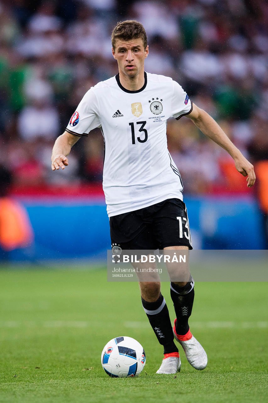 Tysklands Thomas Muller  i fotbollsmatchen mellan