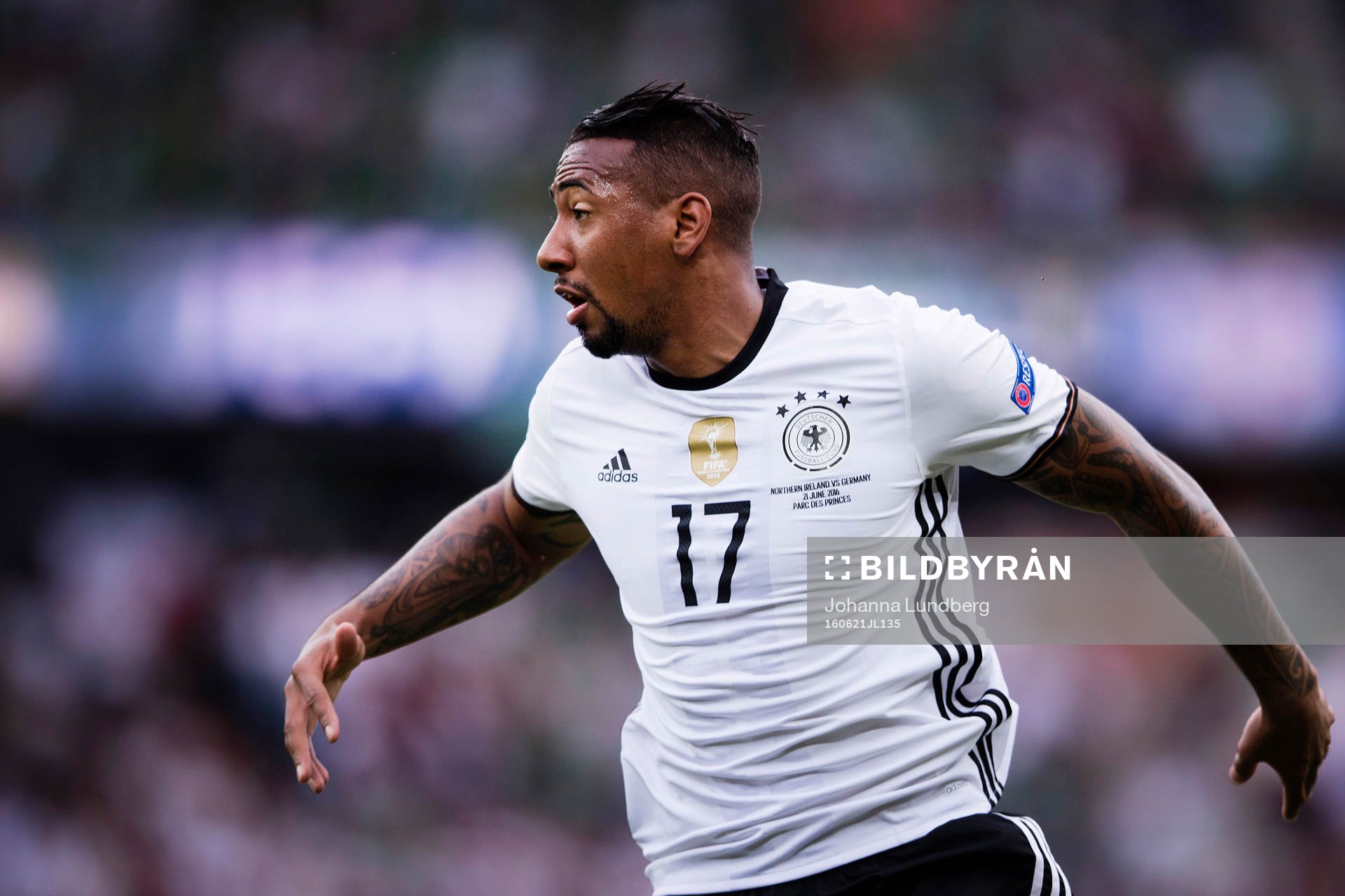 Tysklands Jerome Boateng  i fotbollsmatchen mellan