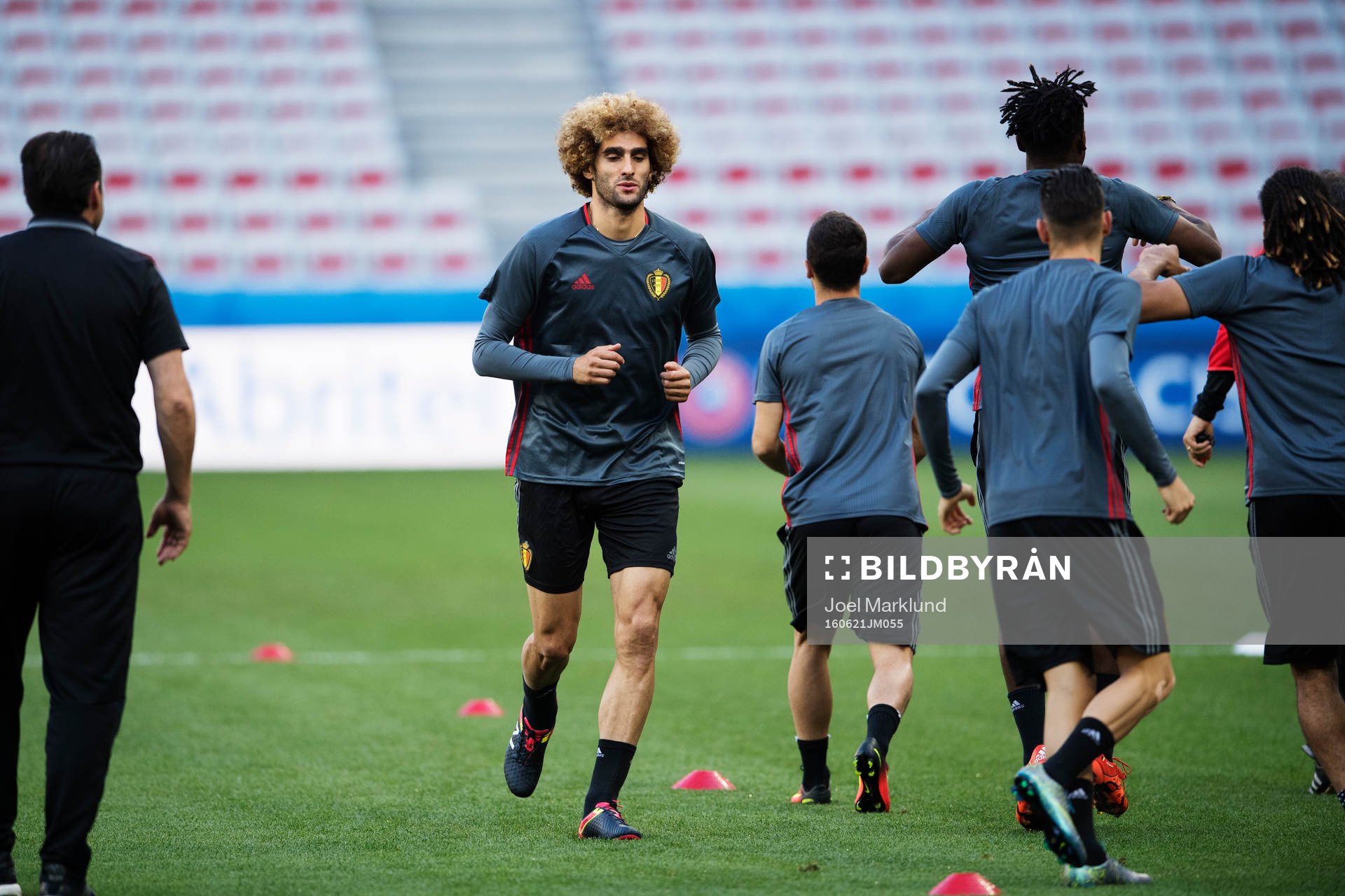 Marouane Fellaini på Belgiens fotbollslandslags träning under fotbolls-EM den 21 juni 2016 i Nice.