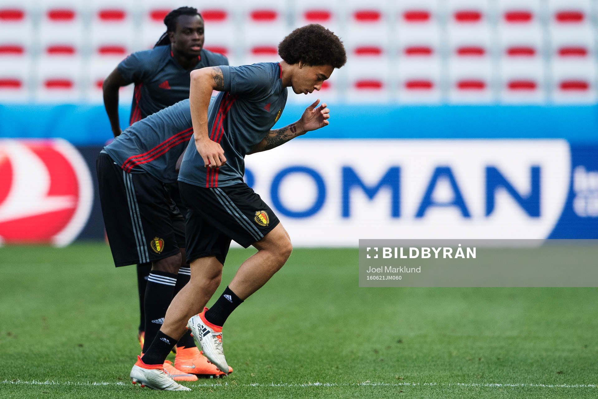 Axel Witsel på Belgiens fotbollslandslags träning under fotbolls-EM den 21 juni 2016 i Nice.