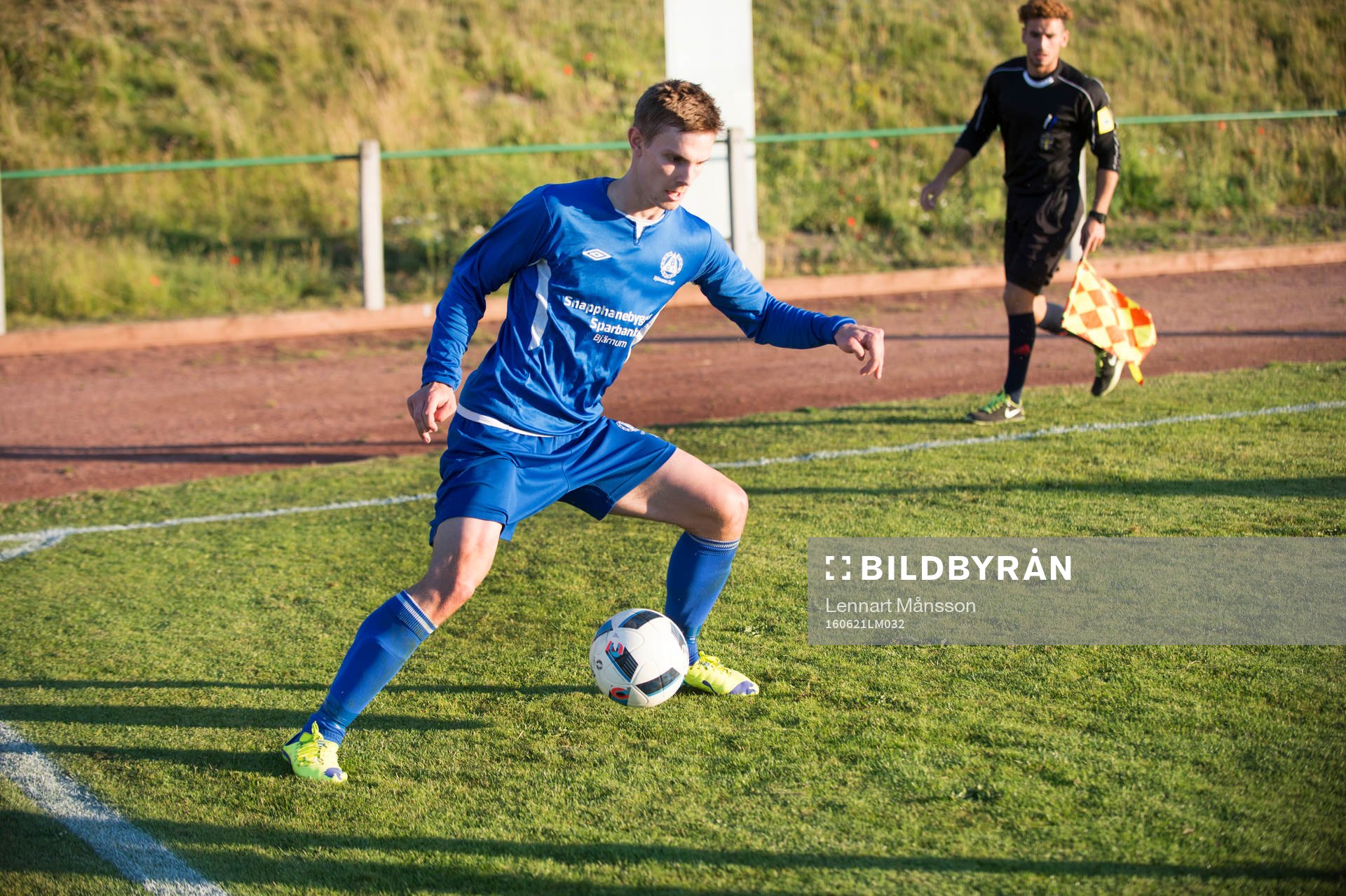 Bjärnums Simon Reinholdsson i matchen i division 5 mellan