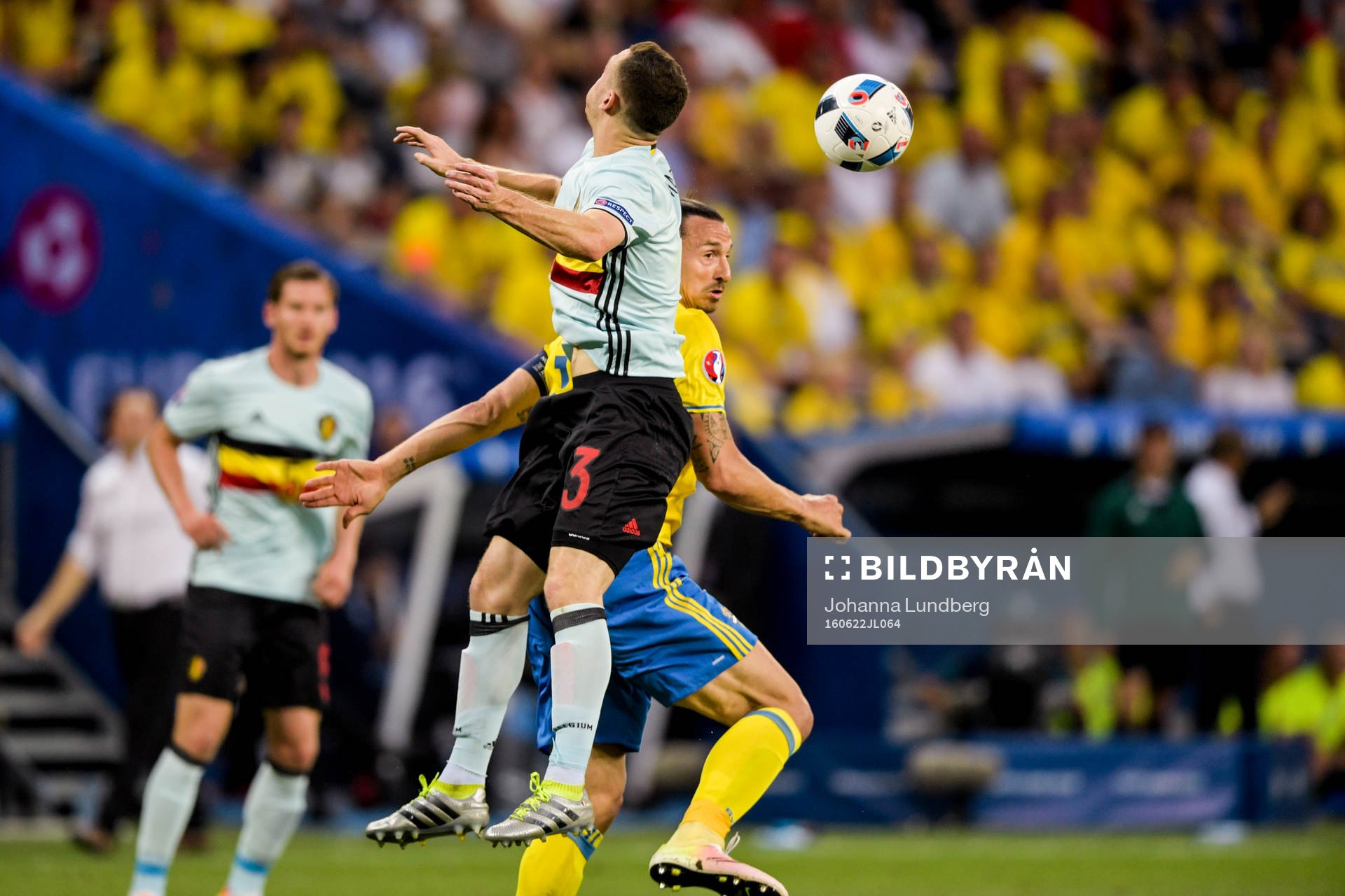 Belgiens Thomas Vermaelen och Sveriges Zlatan Ibrahimovic i