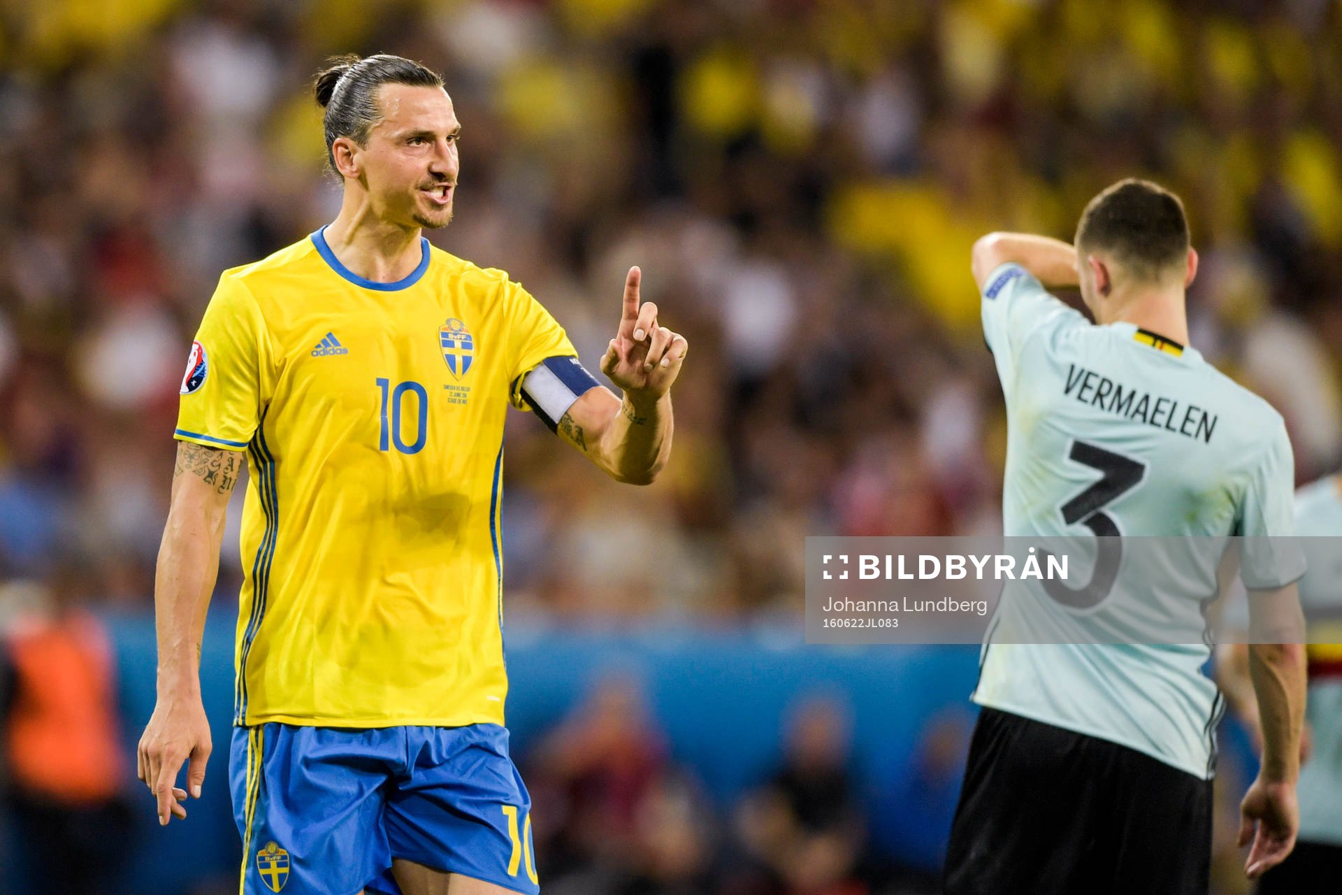Sveriges Zlatan Ibrahimovic skäller på Belgiens Thomas