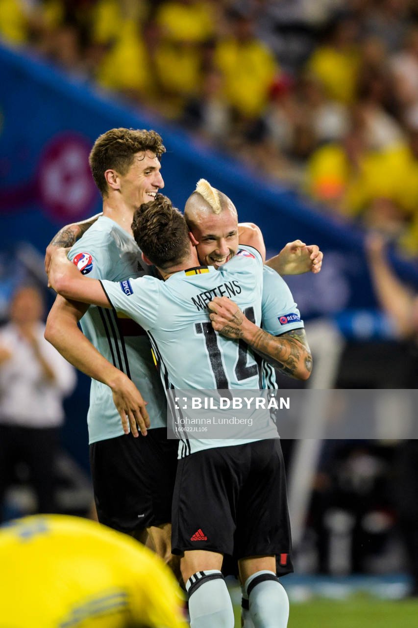 Belgiens spelare jublar