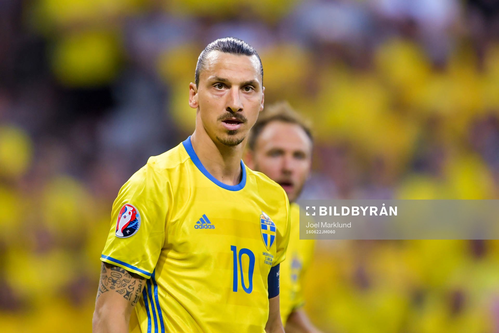Sveriges Zlatan Ibrahimovic ifotbollsmatchen mellan Sverige