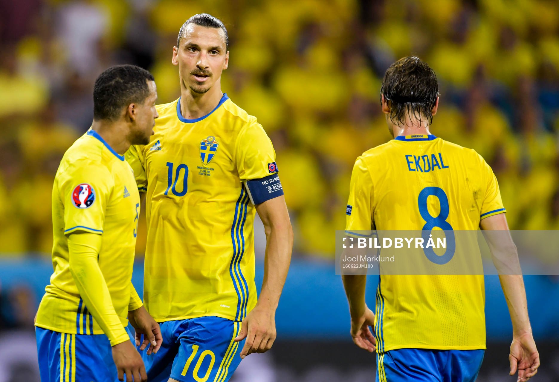 Sveriges Martin Olsson, Zlatan Ibrahimovic och Albin Ekdal