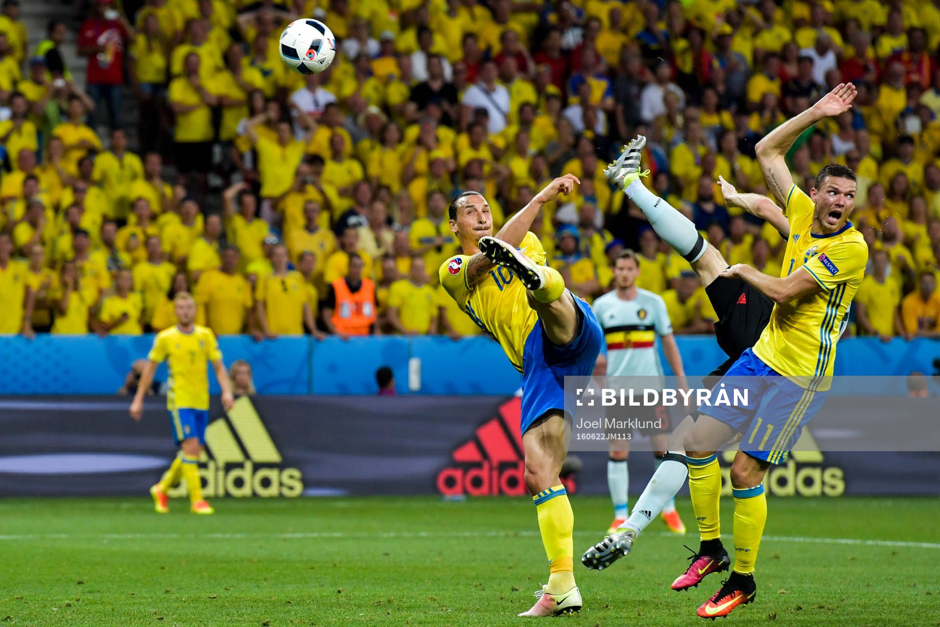 Sveriges Zlatan Ibrahimovic och Marcus Berg i