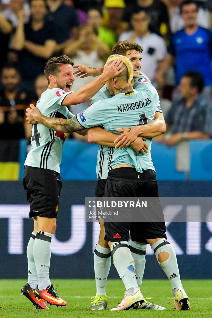 Belgiens Dries Mertens, Radja Nainggolan och Thomas Meunier