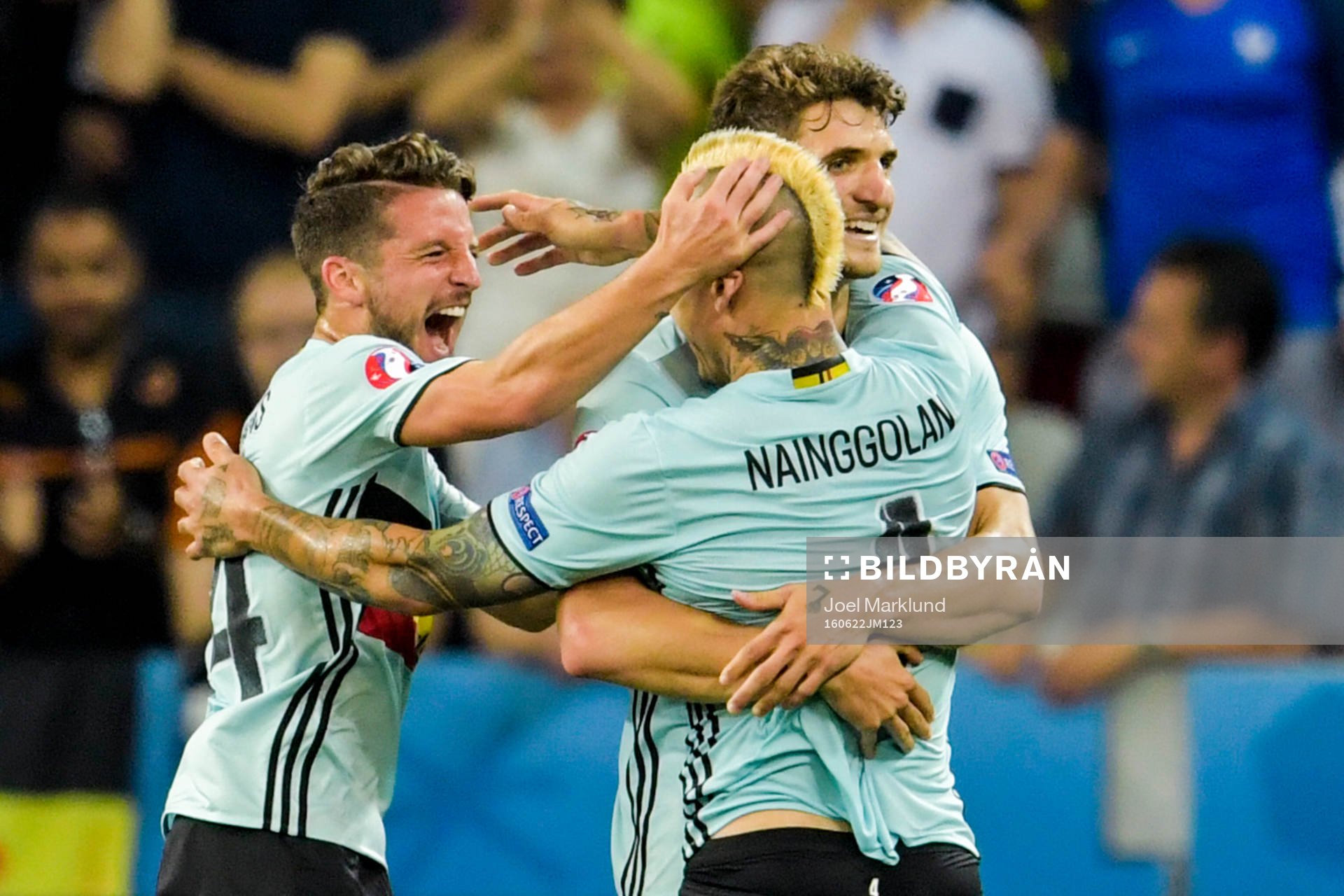 Belgiens Dries Mertens, Radja Nainggolan och Thomas Meunier