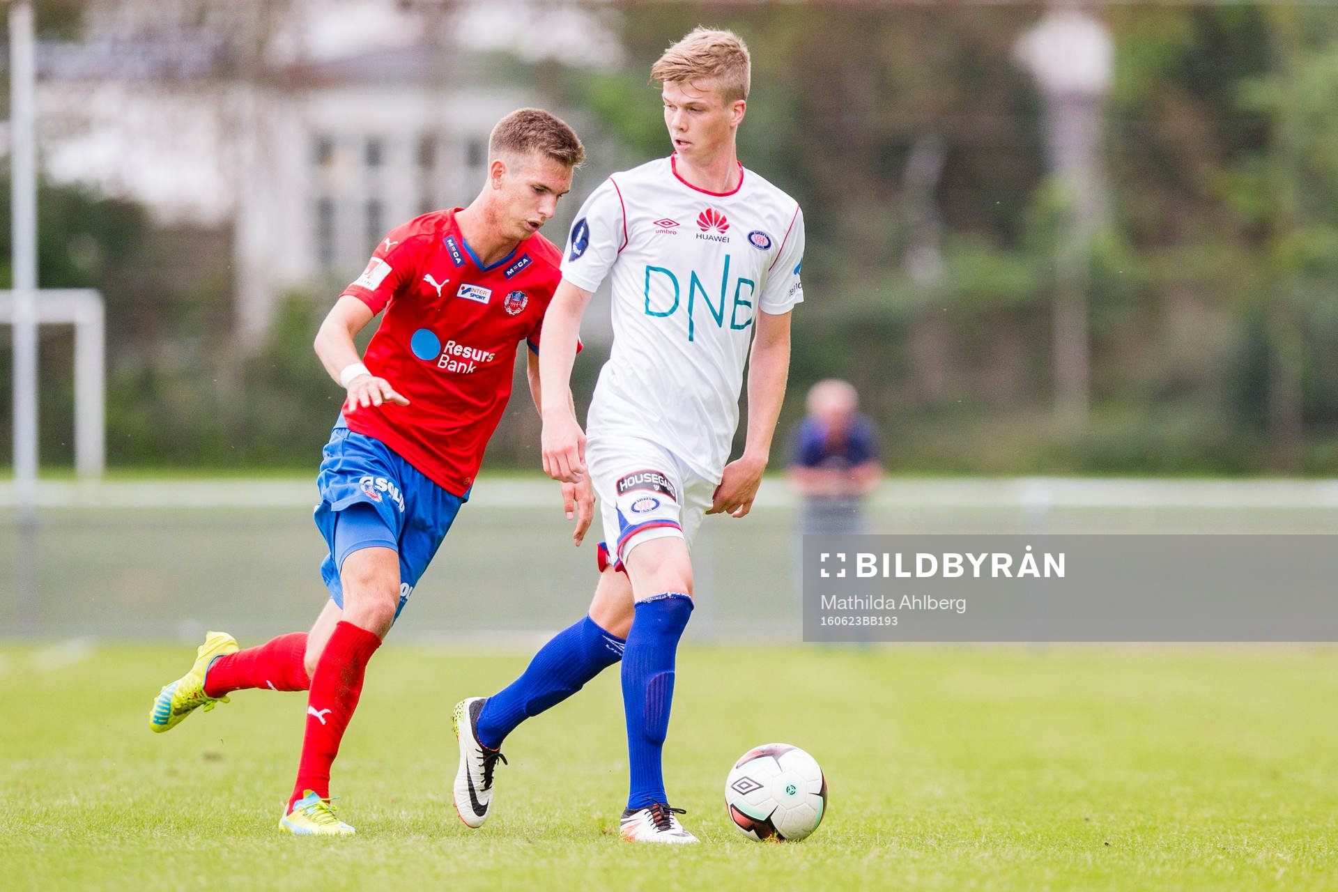Vålerengas Sander Pettersen under fotbollsmatchen i träningsmatchen mellan Vålerenga och Helsingborg den 23 juni 2016 i Helsingör.