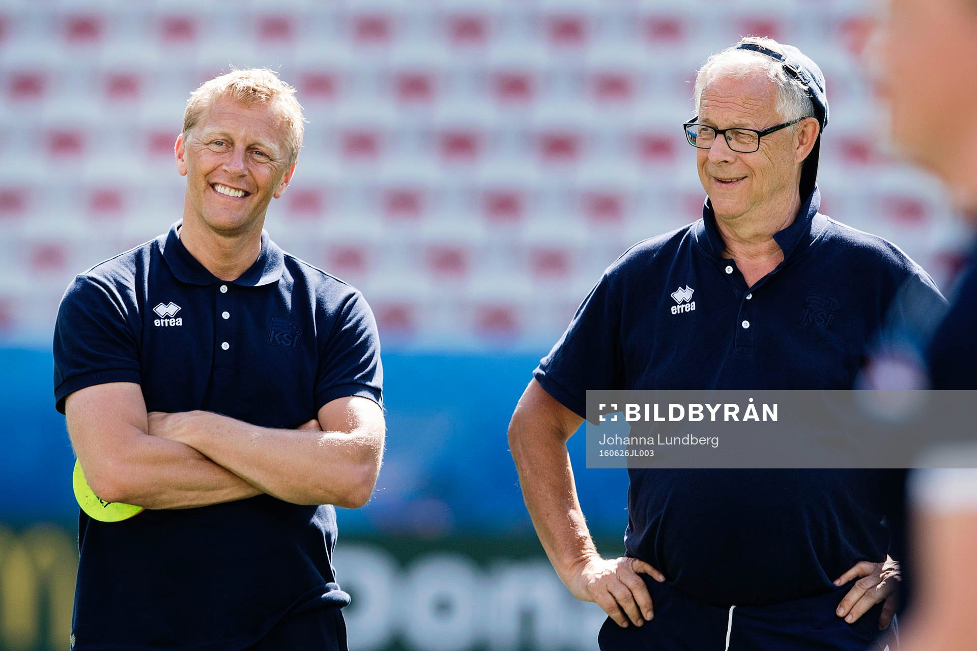 Förbundskaptener Heimir Hallgrimsson och Lars Lagerbäck