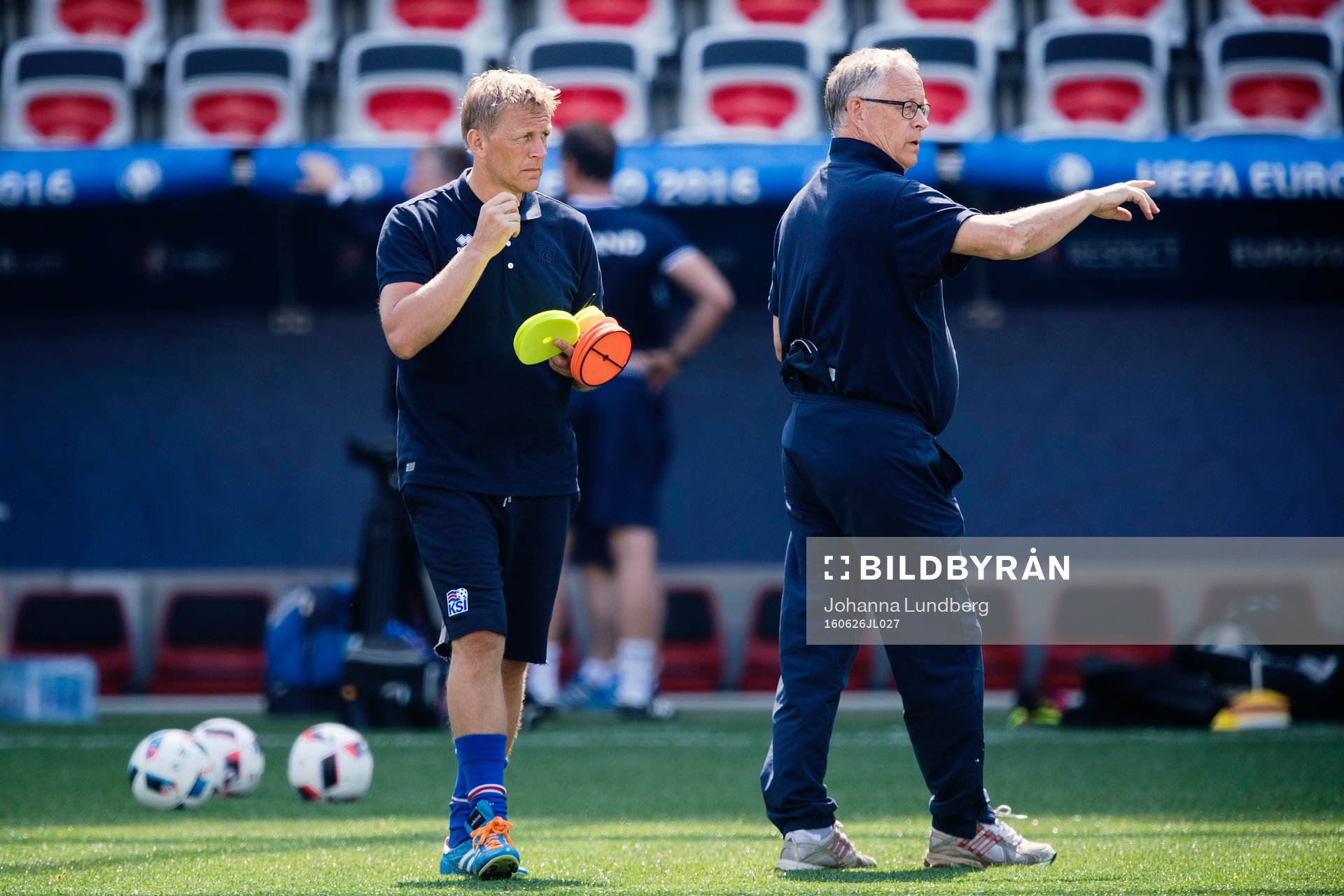 Förbundskaptener Heimir Hallgrimsson och Lars Lagerbäck