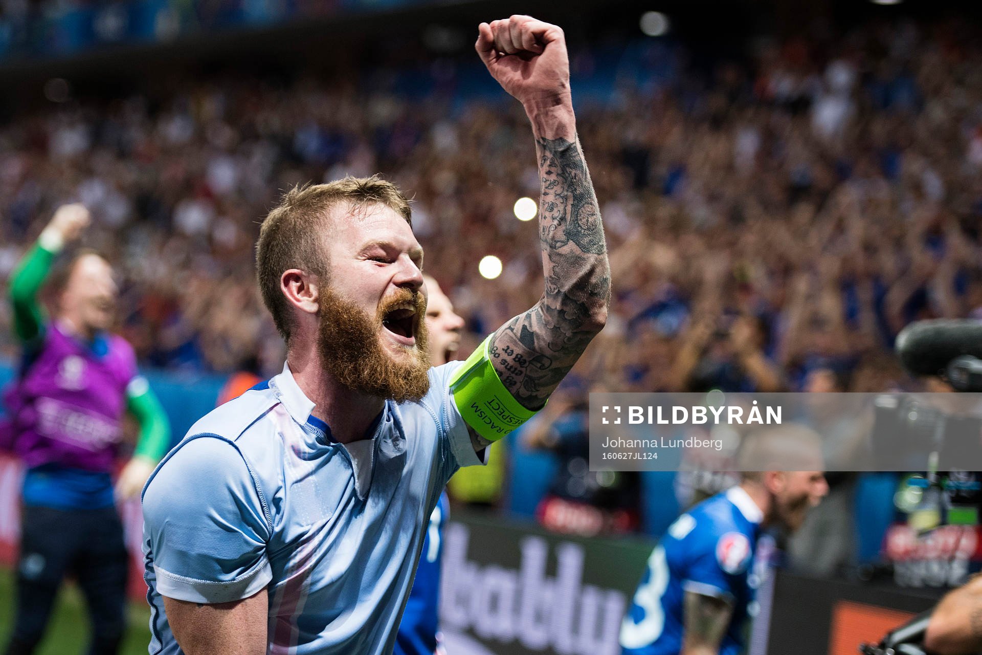 Islands Aron Gunnarsson jublar