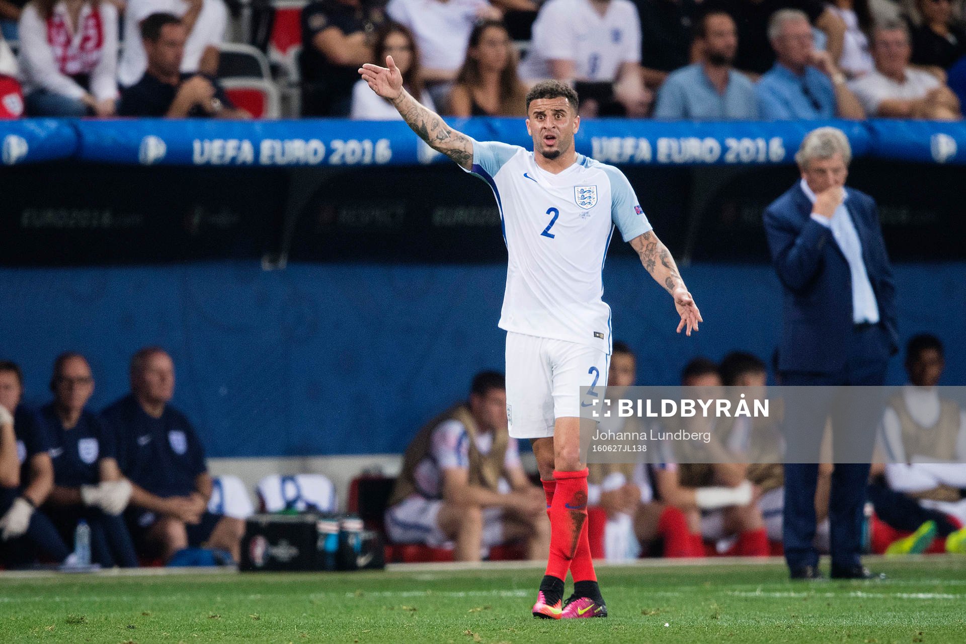 Englands Kyle Walker reagerar
