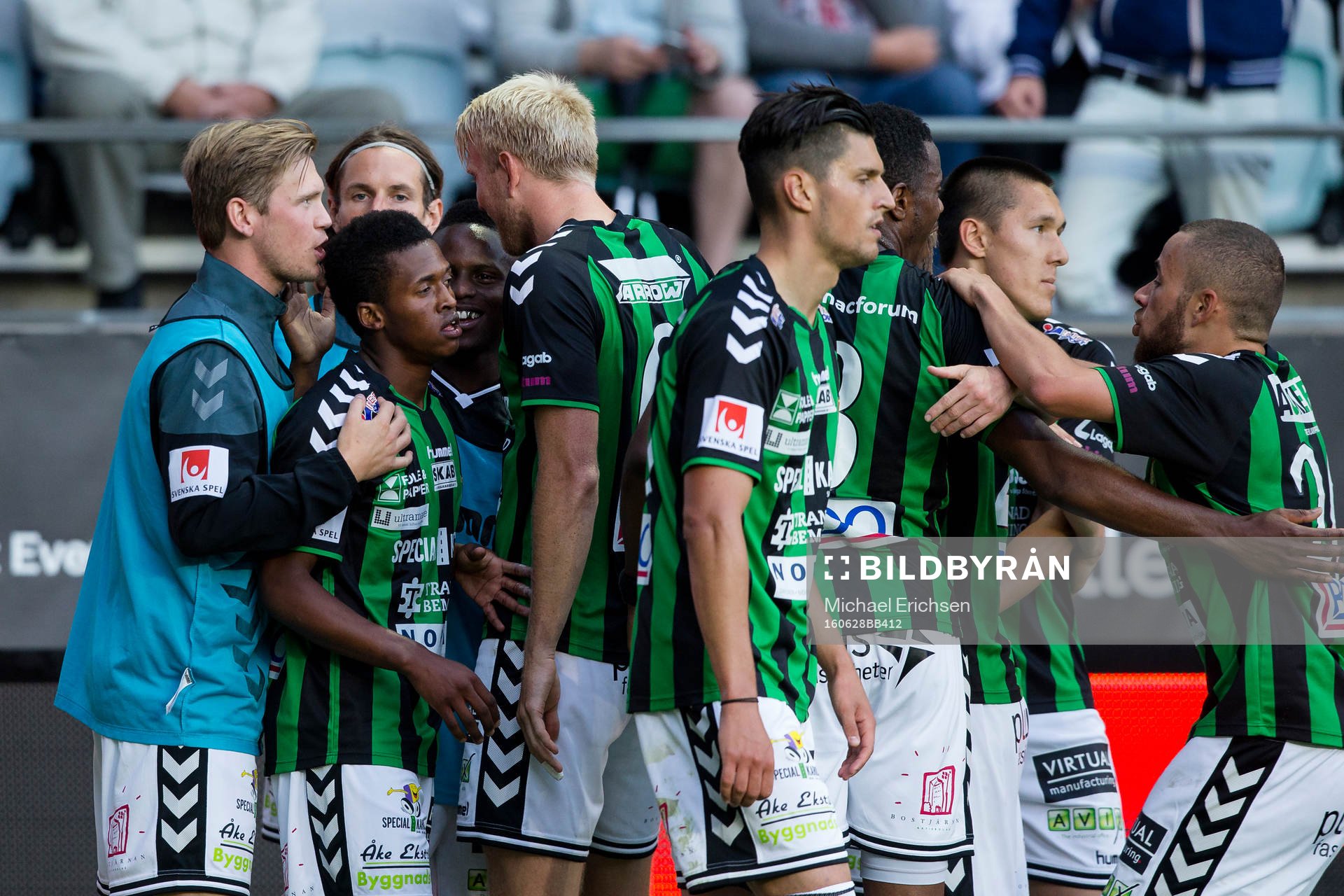 GAIS jubel efter Luther Singhs 2-1 mål under fotbollsmatchen i Superettan mellan GAIS och Degerfors den 28 juni 2016 i Göteborg.