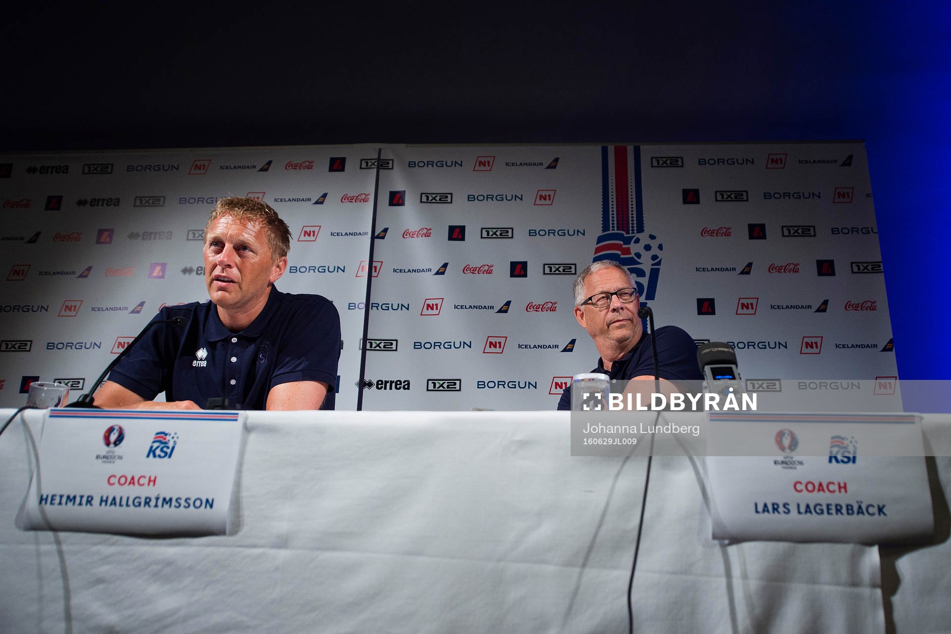 Islands förbundskaptener Heimir Hallgrimsson och Lars