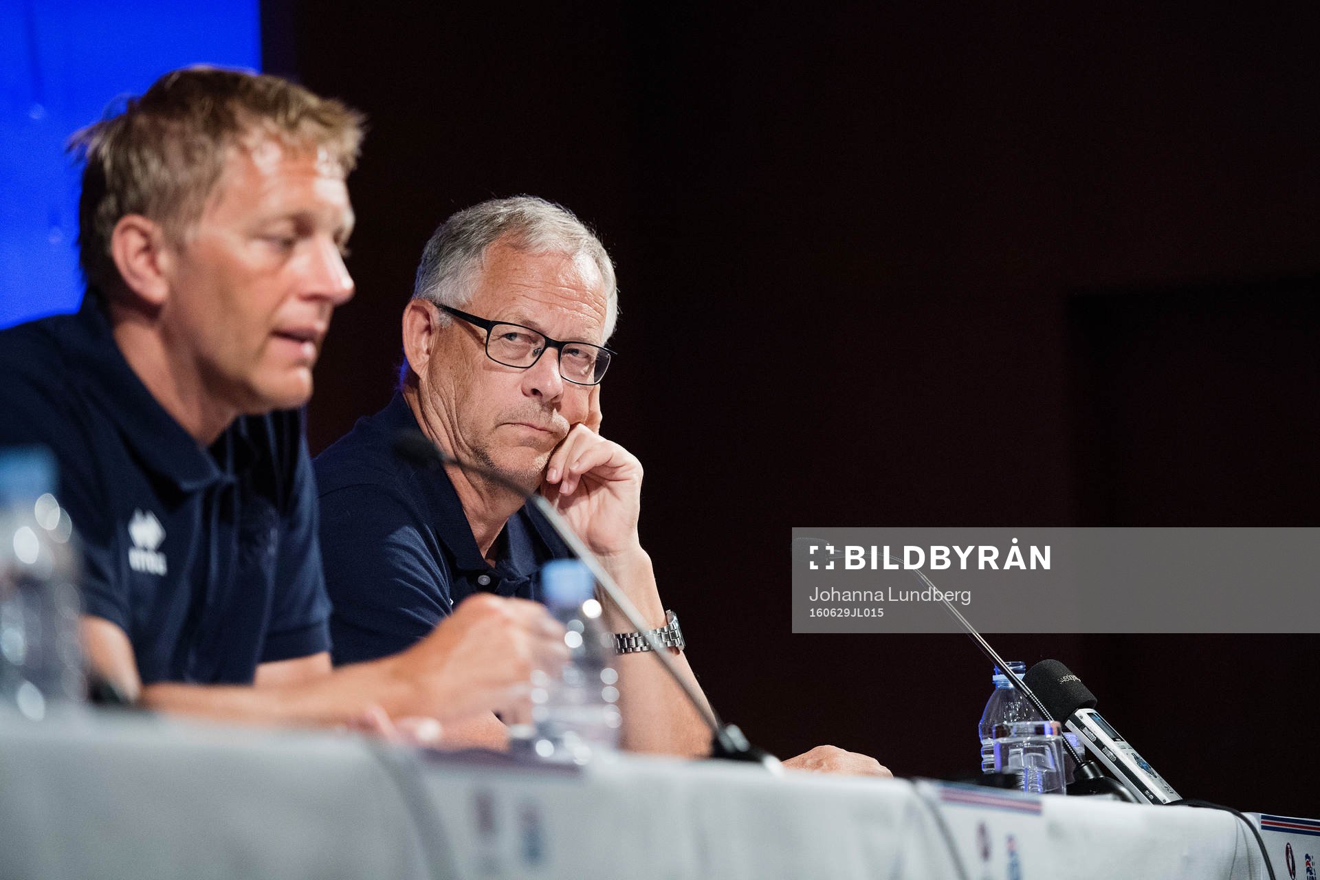 Islands förbundskaptener Heimir Hallgrimsson och Lars