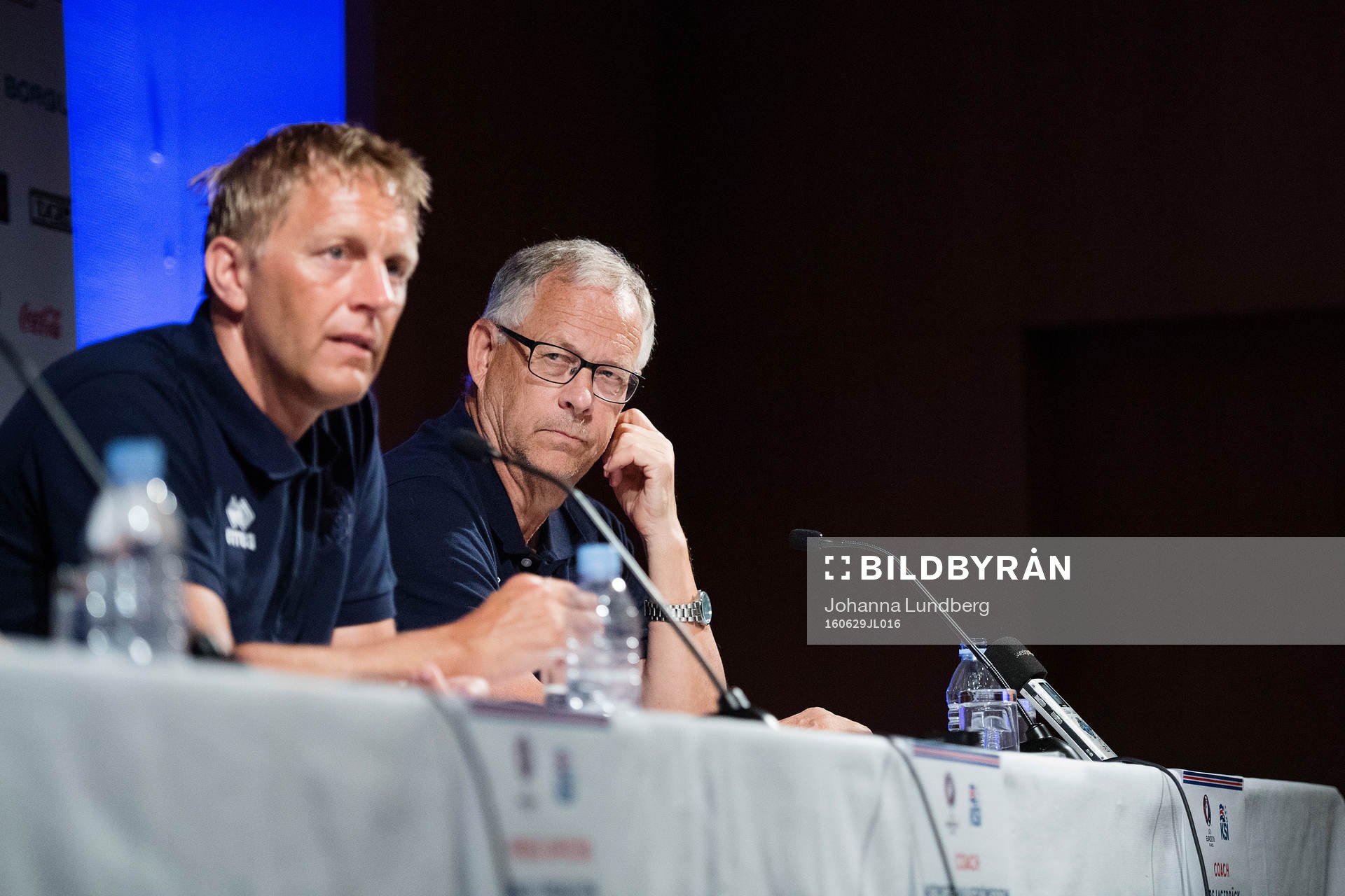 Islands förbundskaptener Heimir Hallgrimsson och Lars