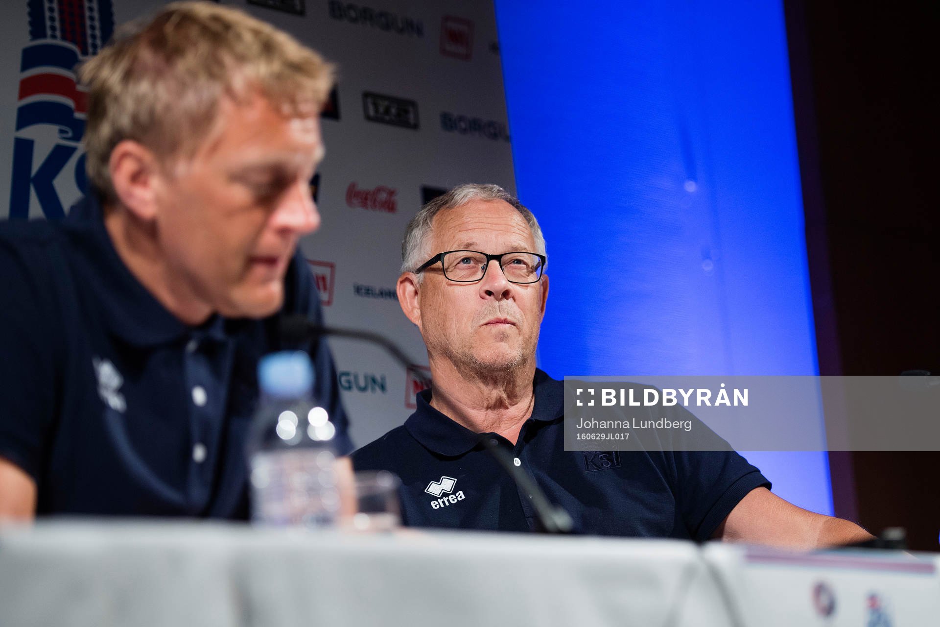Islands förbundskaptener Heimir Hallgrimsson och Lars