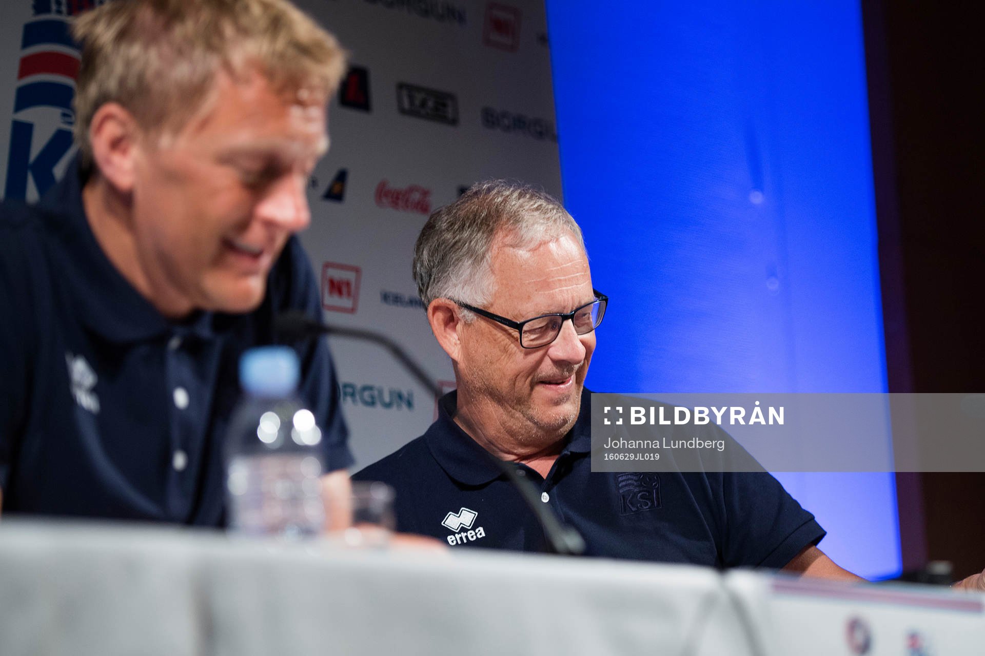 Islands förbundskaptener Heimir Hallgrimsson och Lars