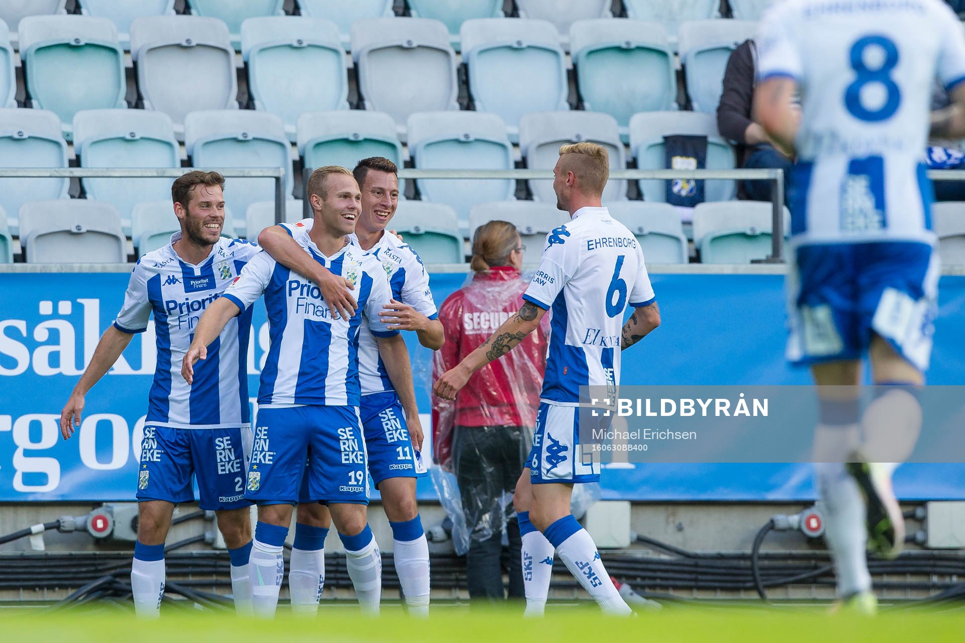 IFK Göteborgs jubel efter 1-0 under fotbollsmatchen i kvalet till Europa League mellan IFK Göteborg och Llandudno den 30 juni 2016 i Göteborg.