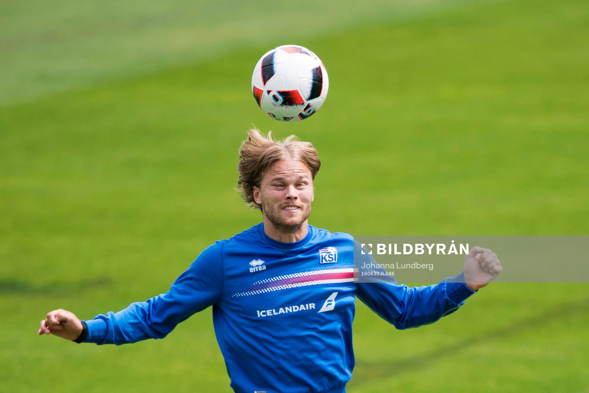 Birkir Bjarnason på Islands fotbollslandslags träning