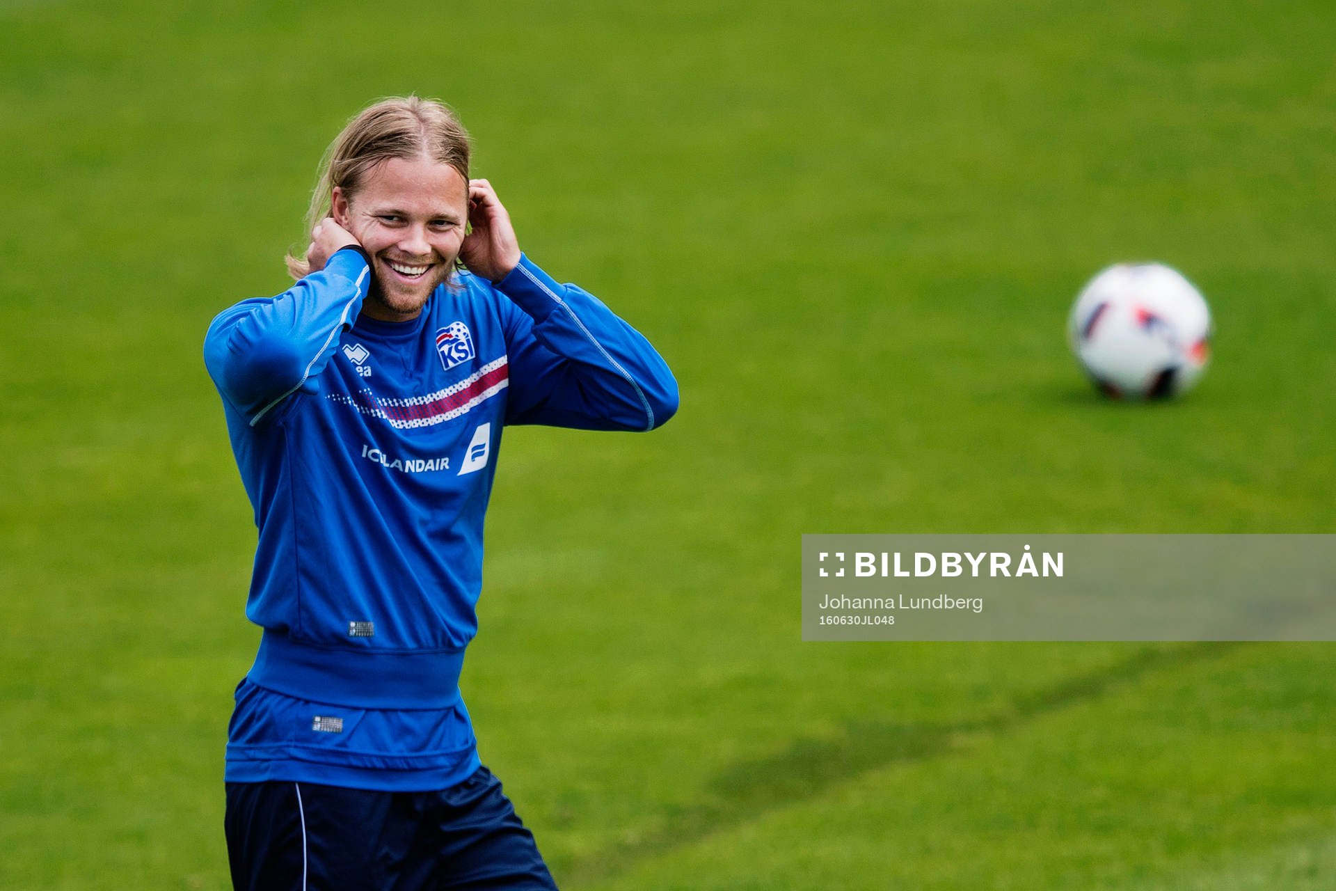 Birkir Bjarnason på Islands fotbollslandslags träning