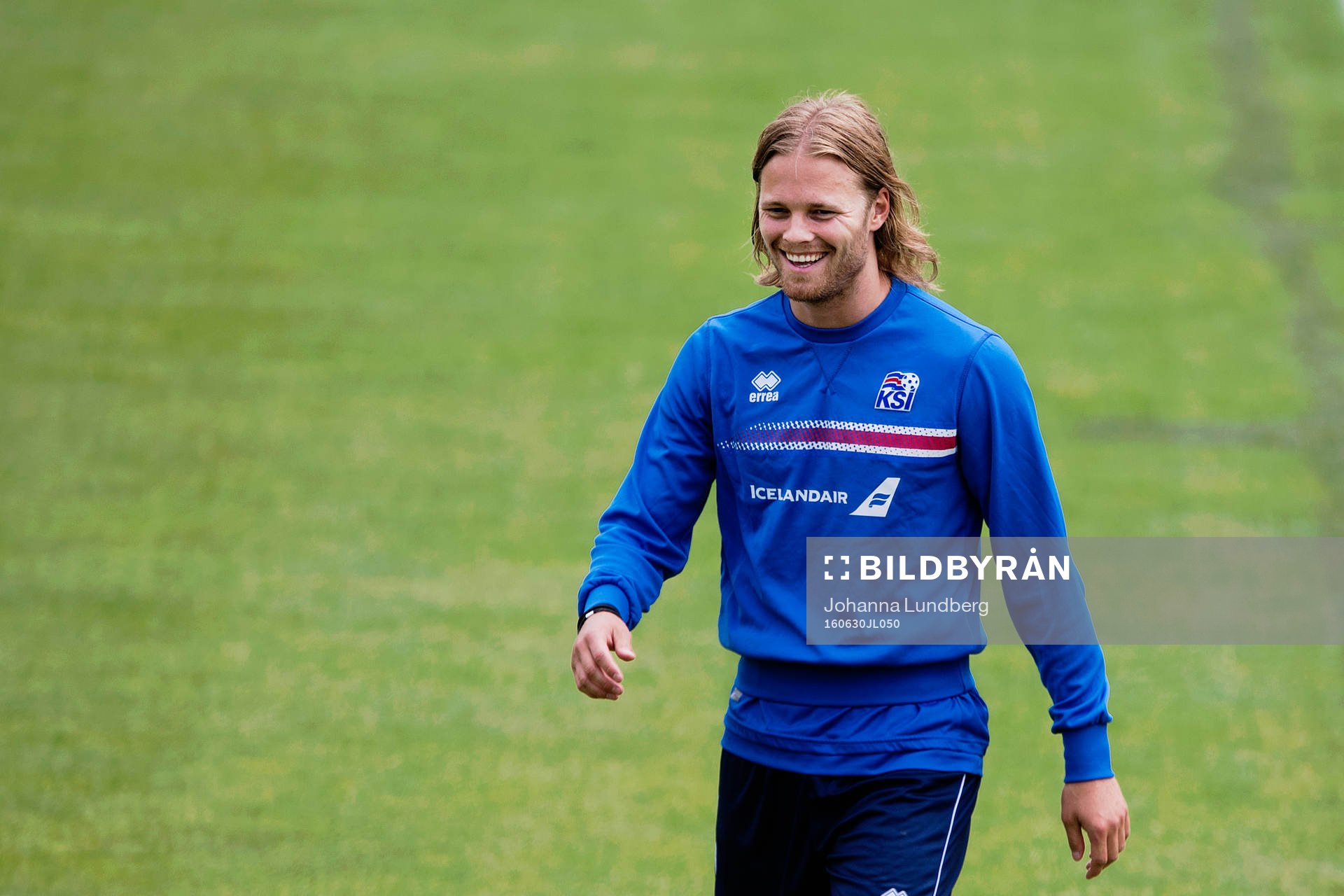 Birkir Bjarnason på Islands fotbollslandslags träning
