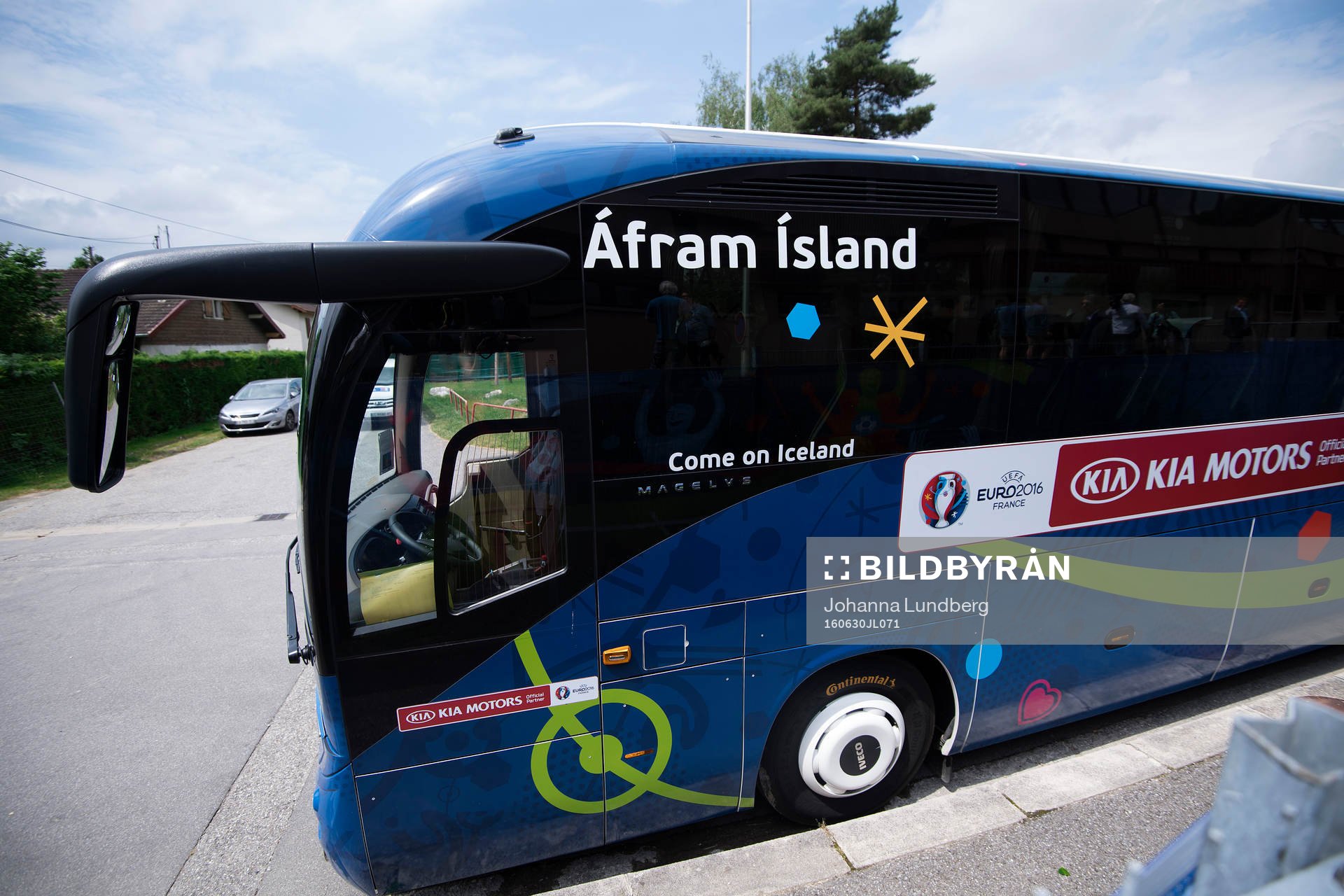Islands spelarbuss på Islands fotbollslandslags träning