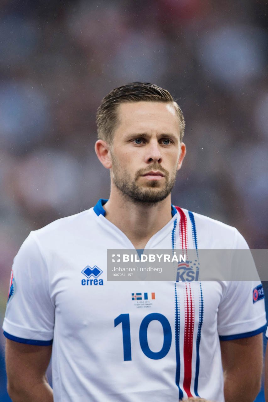 Islands Gylfi Sigurdsson under fotbollsmatchen mellan Frankrike och Island under fotbolls-EM den 3 juli 2016 i Saint-Denis.
