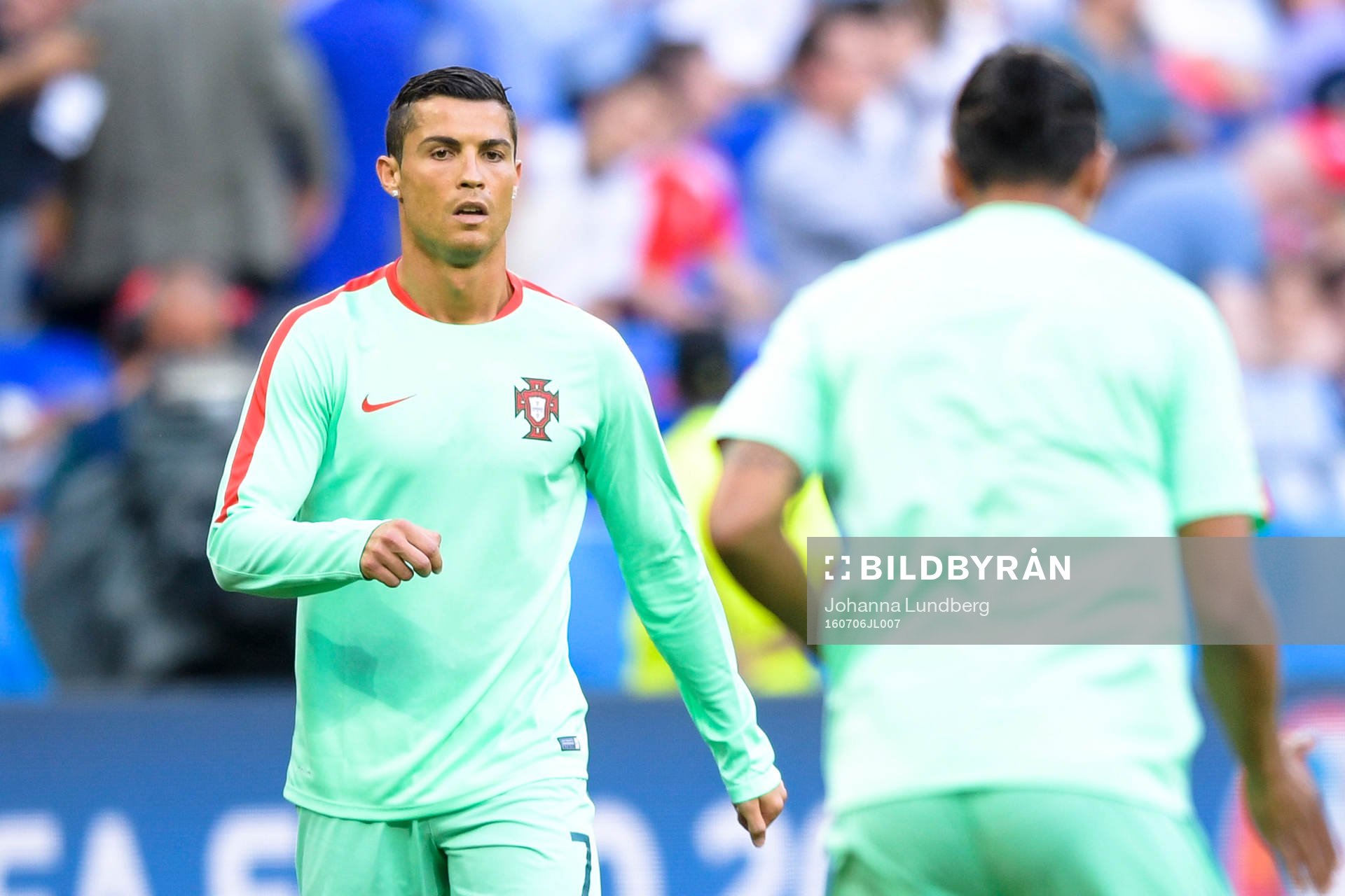 Portugals Cristiano Ronaldo före fotbollsmatchen mellan