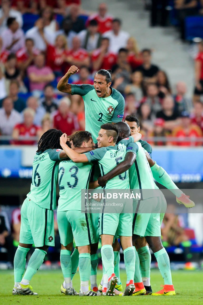 Portugals Bruno Alves  jublar med lagkamraterna