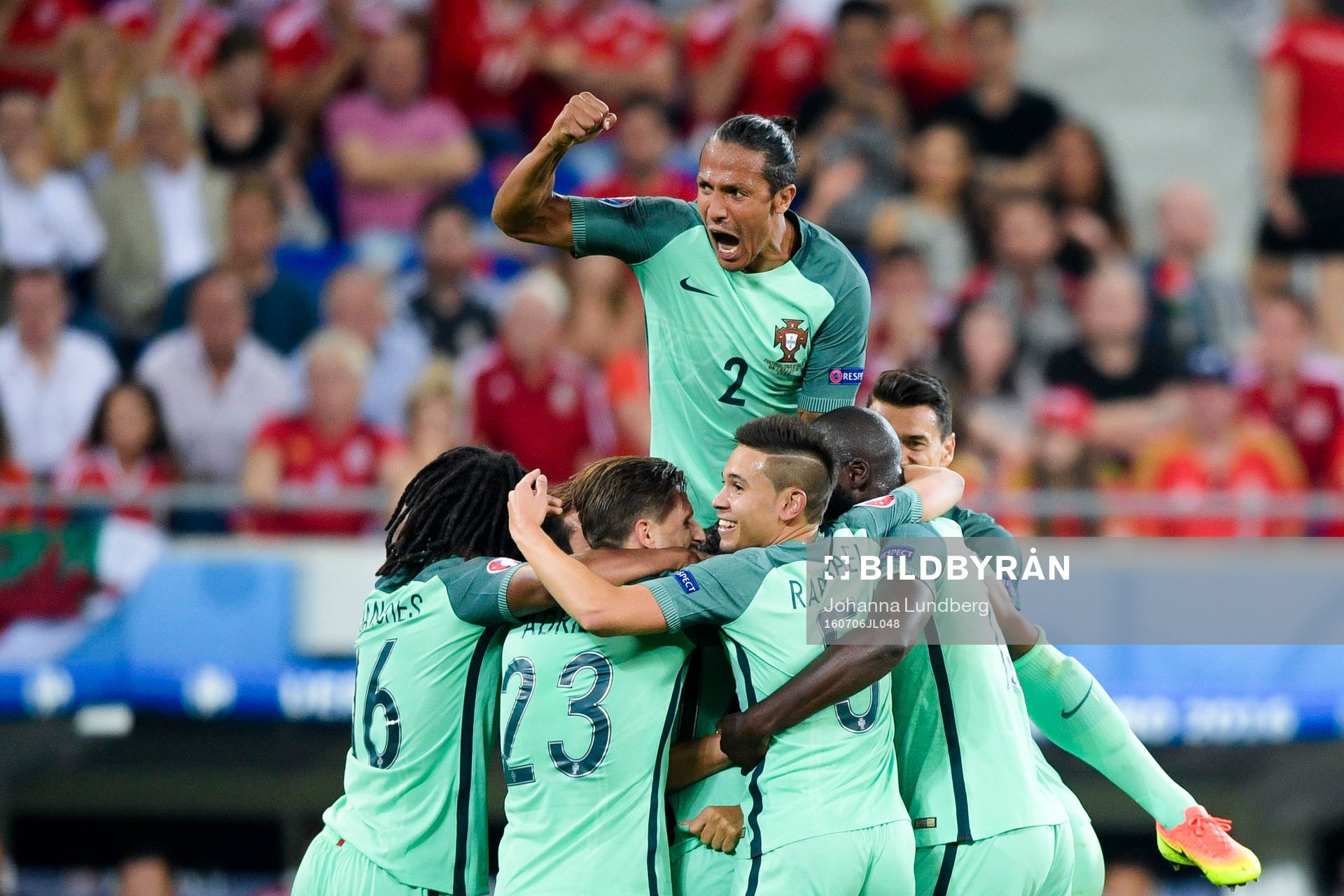 Portugals Bruno Alves  jublar med lagkamraterna