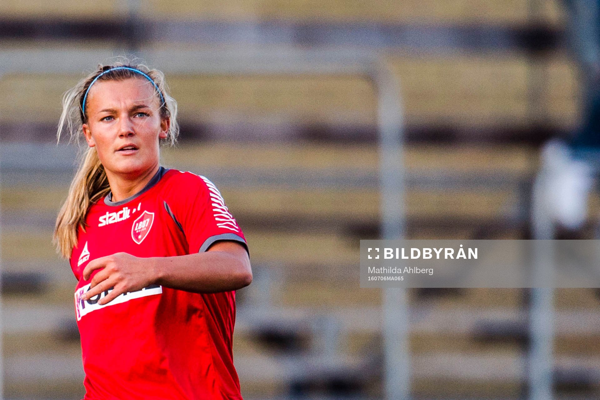 LB07s Olivia Welin under fotbollsmatchen i Elitettan mellan Limhamn Bunkeflo och Hovås Billdals den 6 juli 2016 i Malmö.