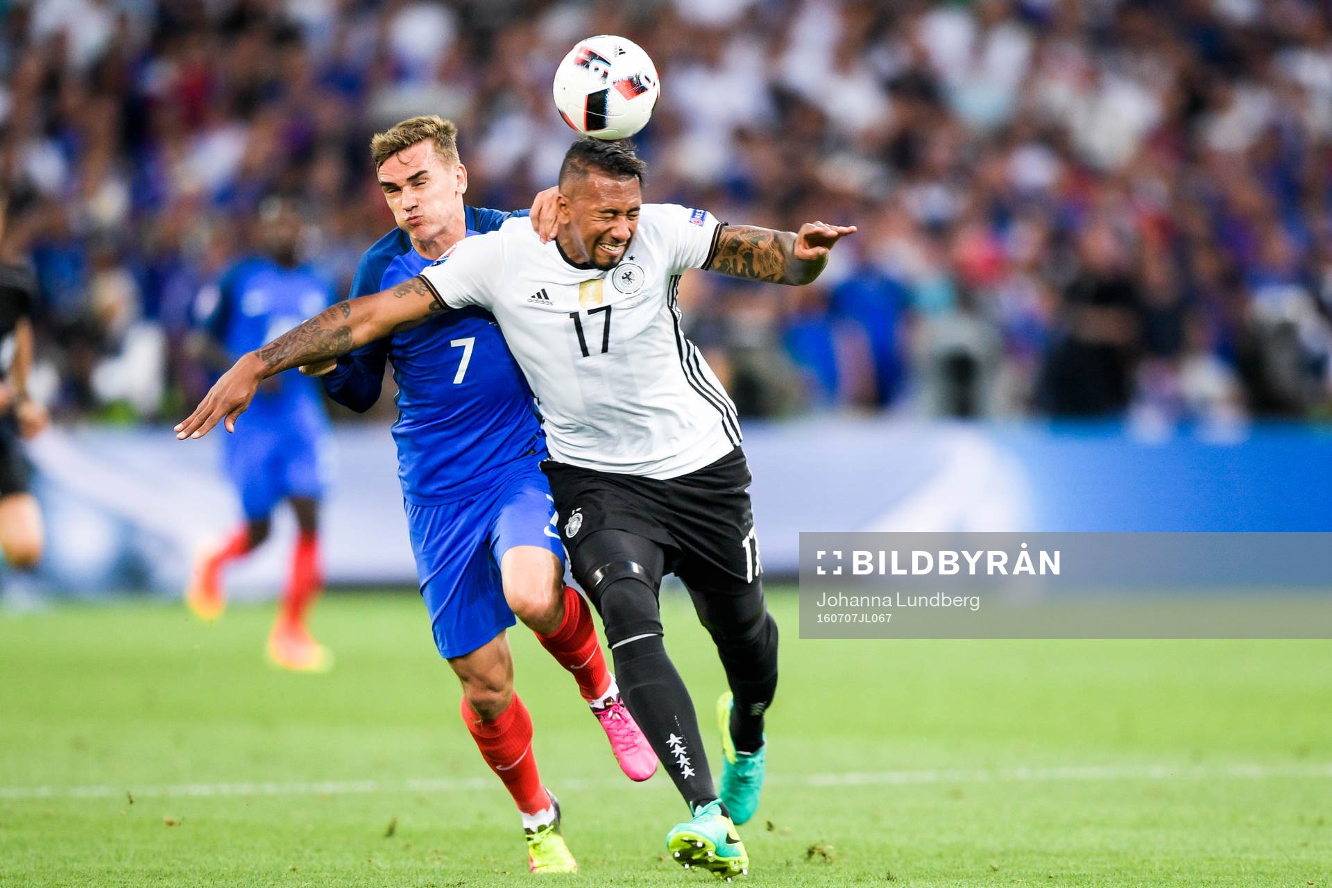 Frankrikes Antoine Griezmann och Tysklands Jerome Boateng
