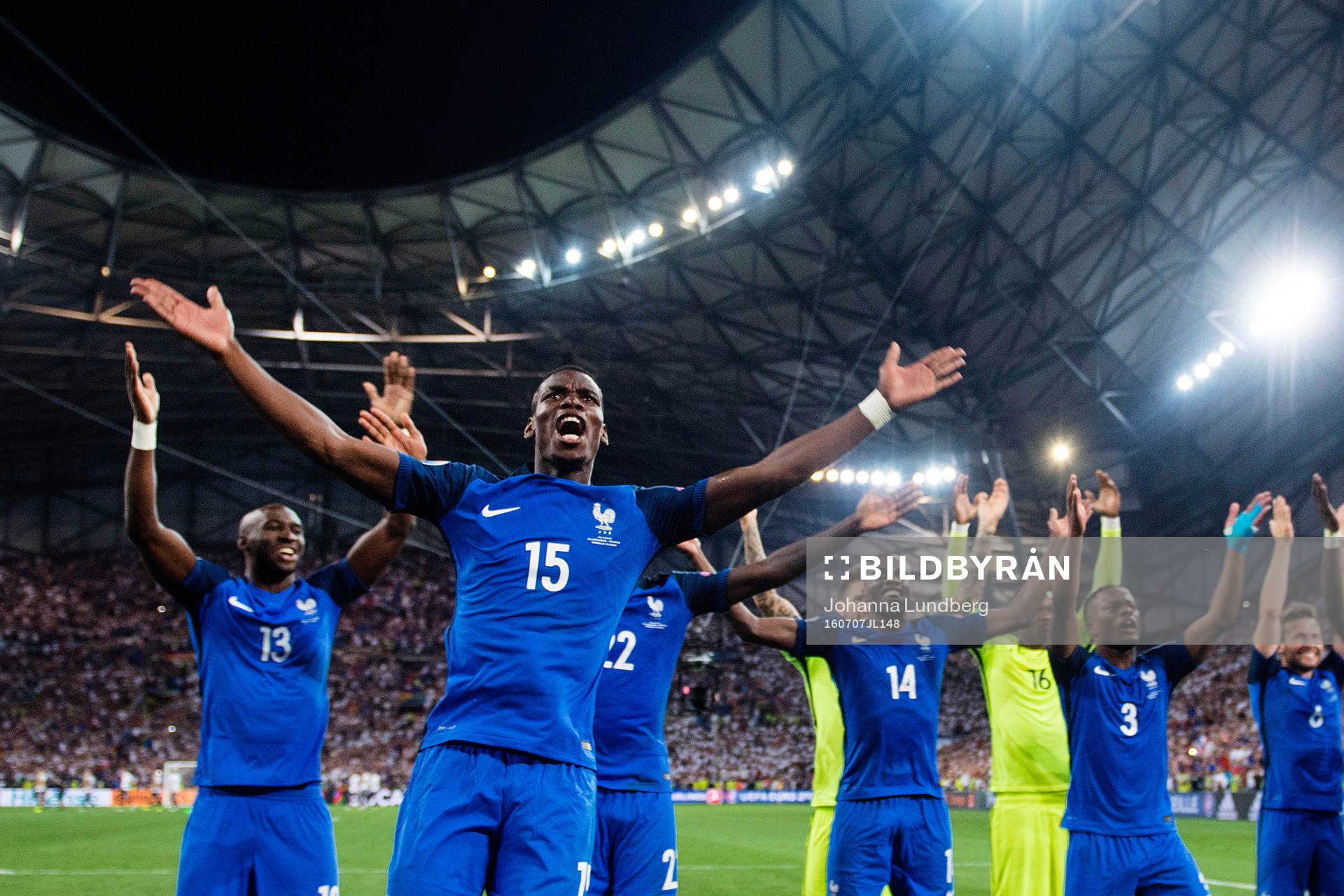Frankrikes spelare med Antoine Griezmann, Paul Pogba,