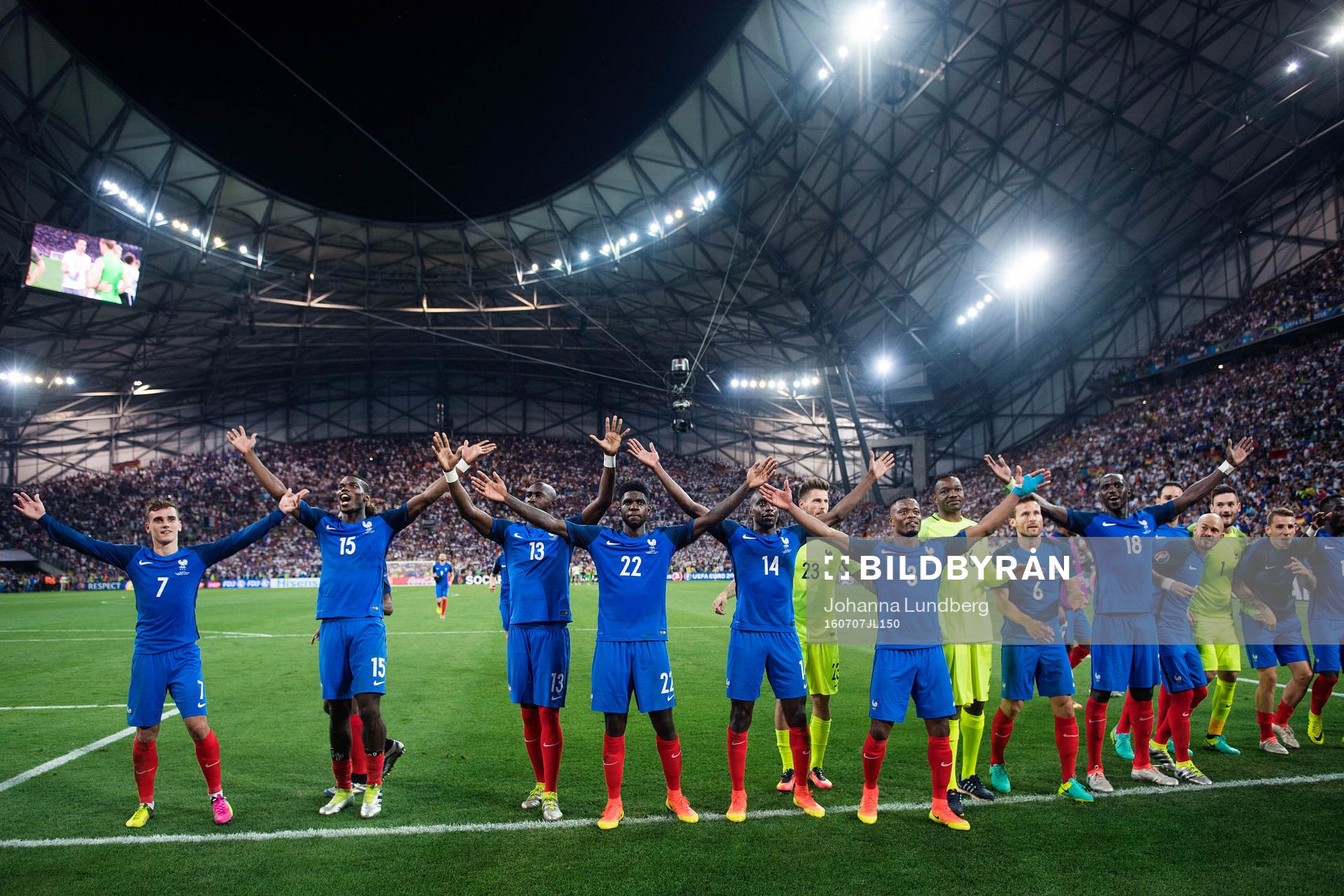 Frankrikes spelare med Antoine Griezmann, Paul Pogba,