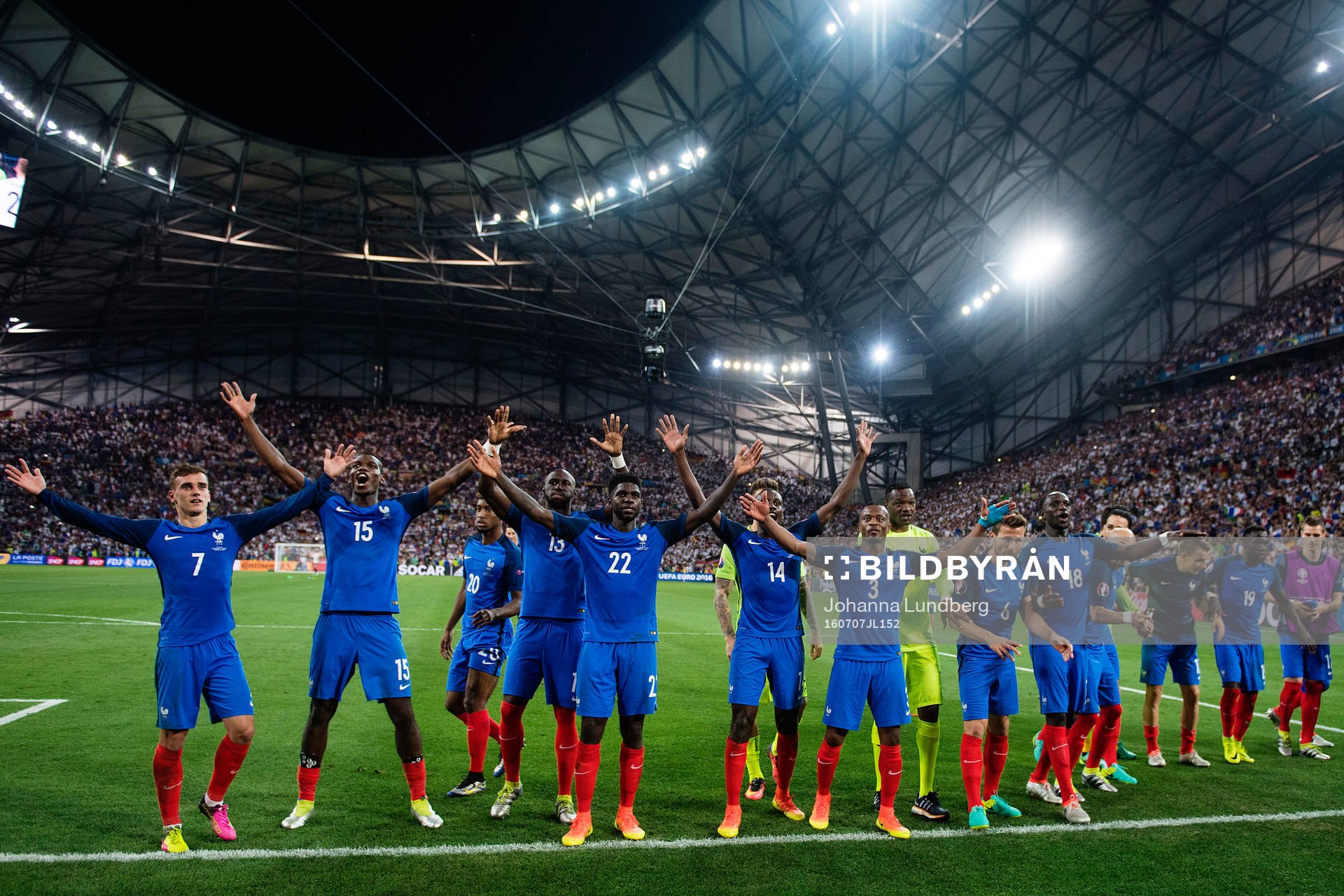 Frankrikes spelare med Antoine Griezmann, Paul Pogba,