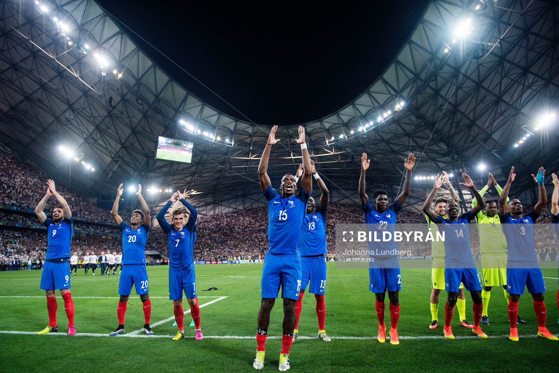 Frankrikes spelare med Antoine Griezmann, Paul Pogba,
