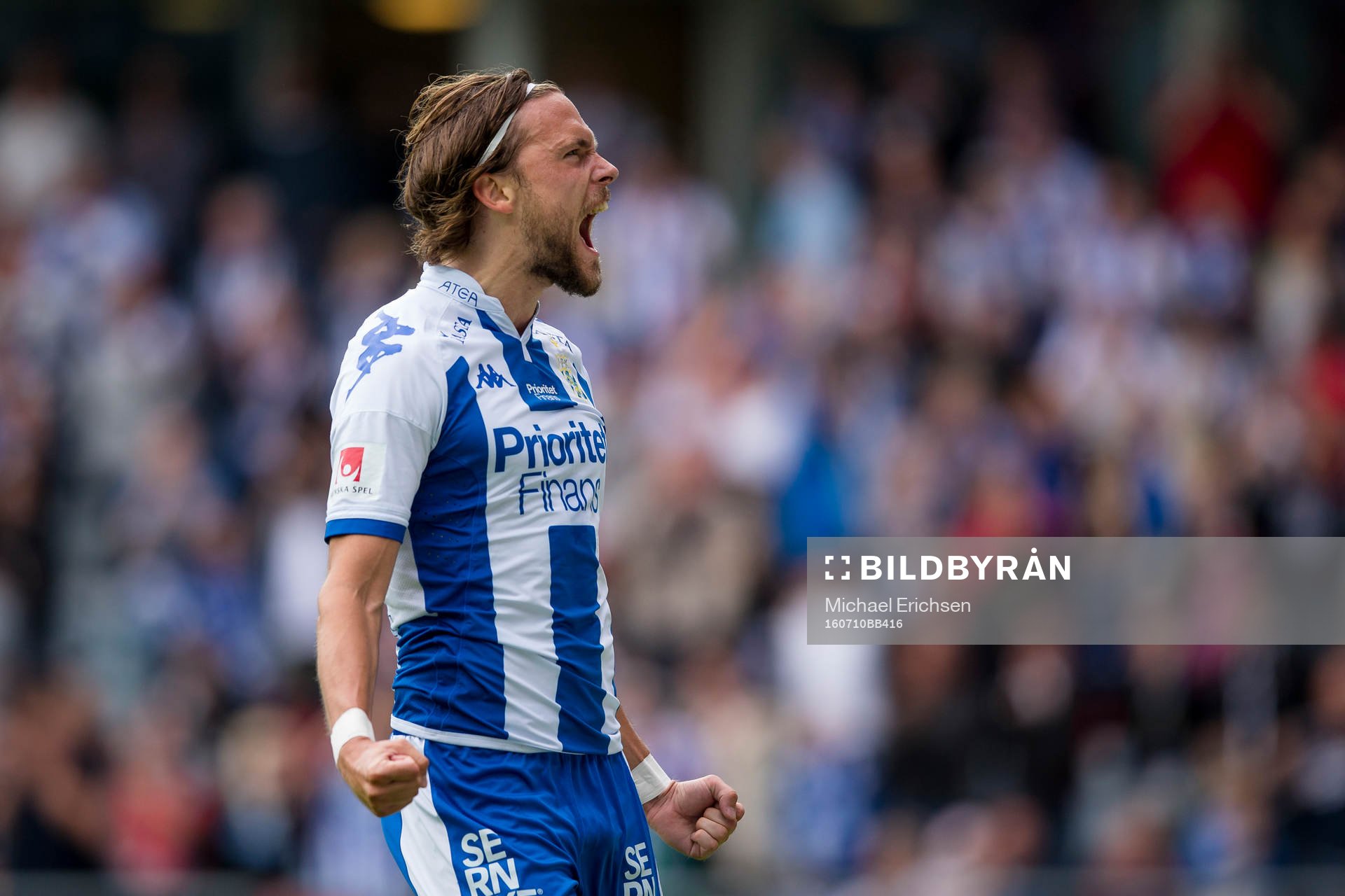 IFK Göteborgs Tom Pettersson jublar efter att ha gjort 4-1 under fotbollsmatchen i Allsvenskan mellan IFK Göteborg och GIF Sundsvall den 10 juli 2016 i Göteborg.