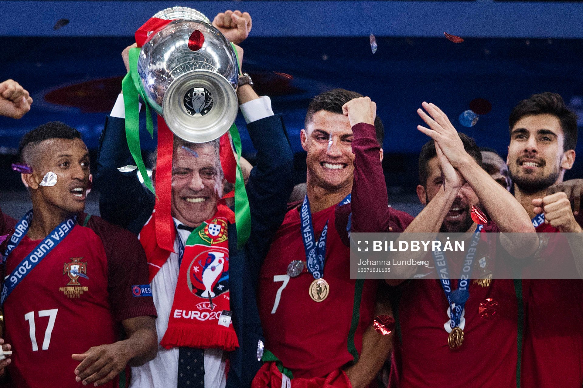 Portugals Nani, förbundskapten Fernando Santo, Cristiano