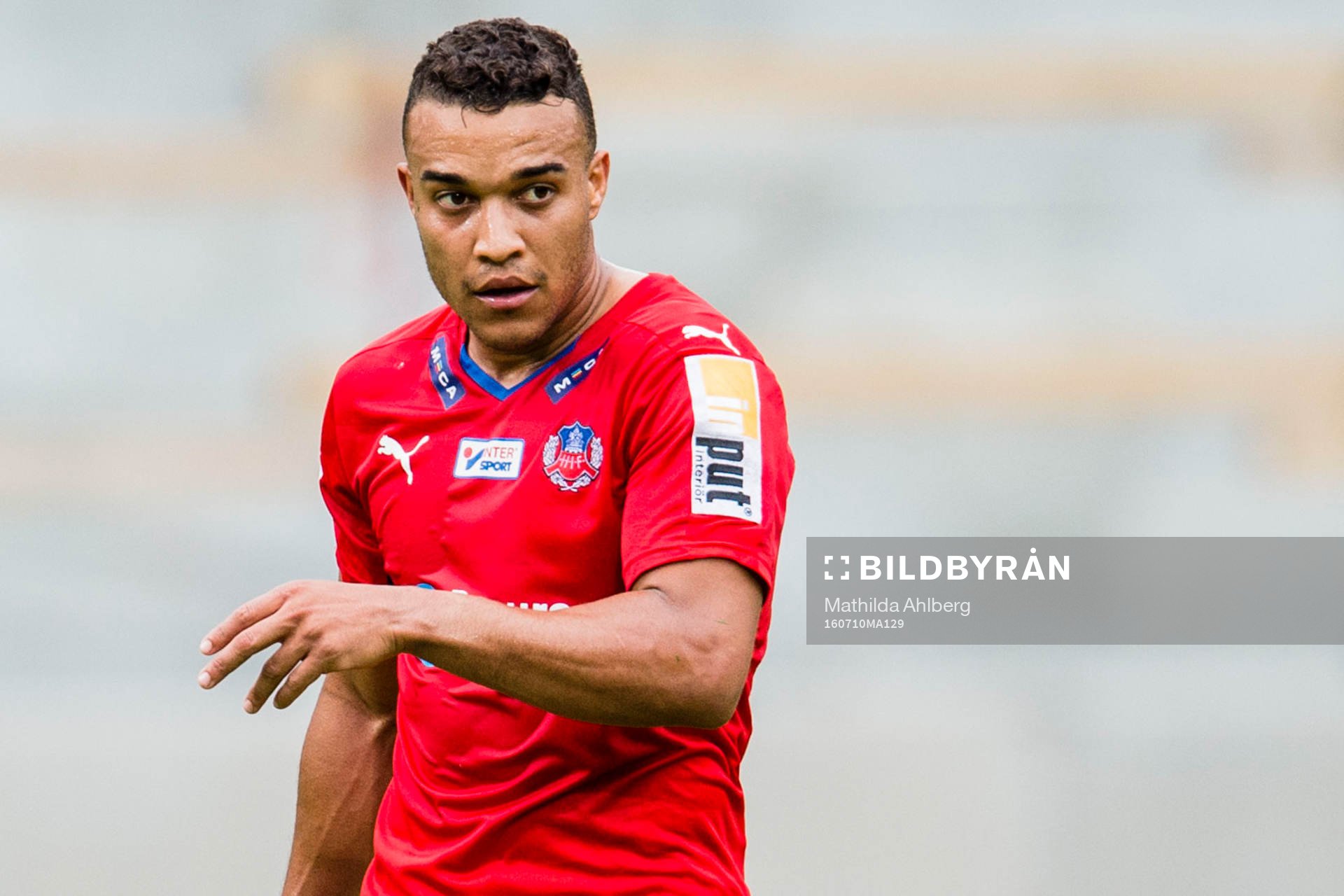 Helsingborgs Tyrell Rusike under fotbollsmatchen i Allsvenskan mellan Helsingborg och Elfsborg den 10 juli 2016 i Helsingborg.