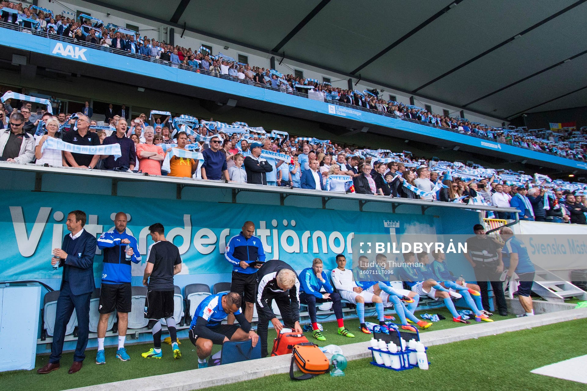 Översiktsbild över Malmö FFs bänk