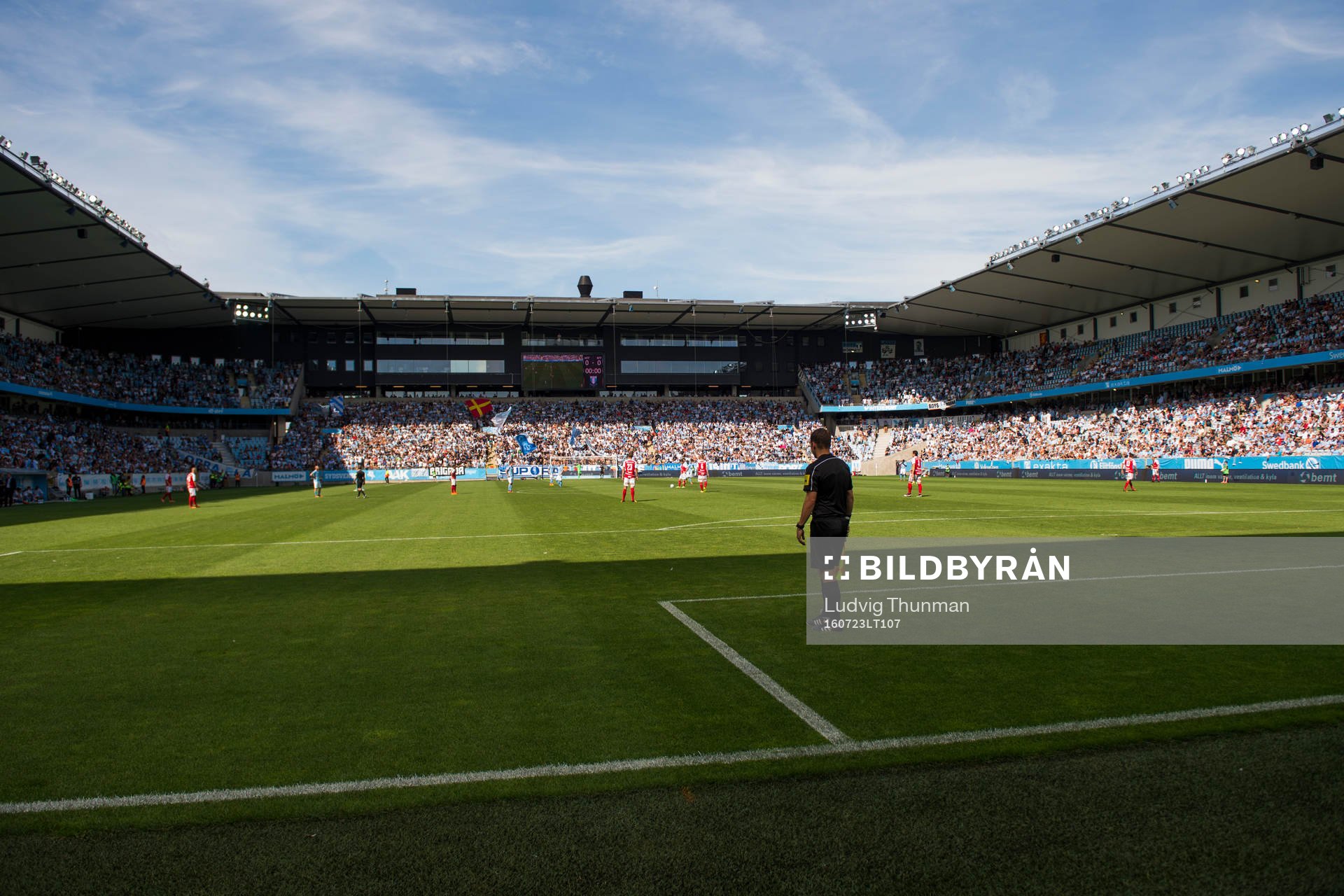 Interiör över fotbollsmatchen i Allsvenskan mellan Malmö
