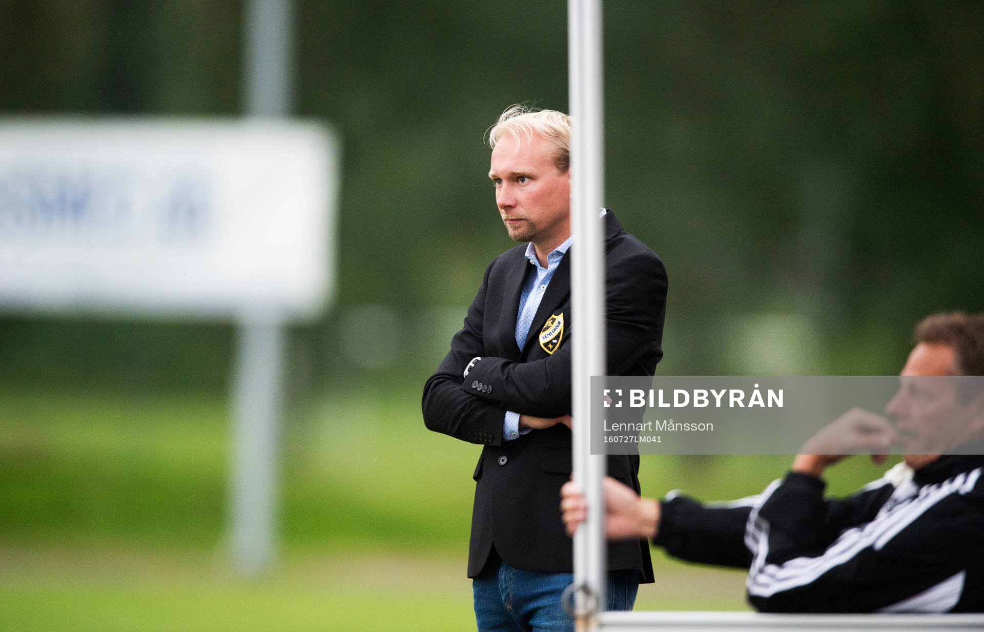 IFK Hässleholms tränare Daniel Nilsson i matchen i division 2 mellan IFK Hässleholm och Lunds BK i Hässleholm 27 juli 2016.  